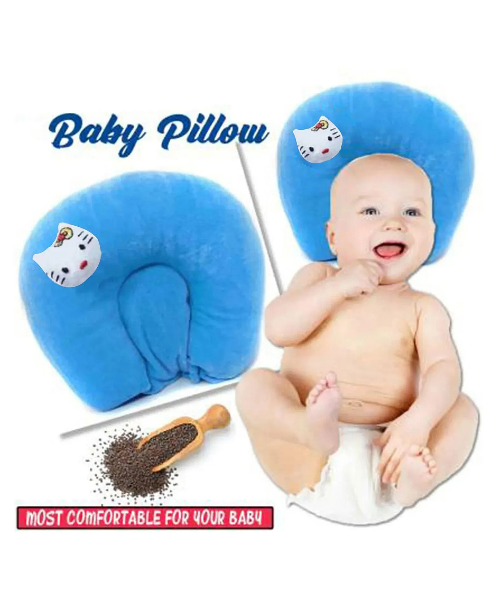 Kidcup Mustard Seed Pillow for New Born Baby - Blue-picture-9