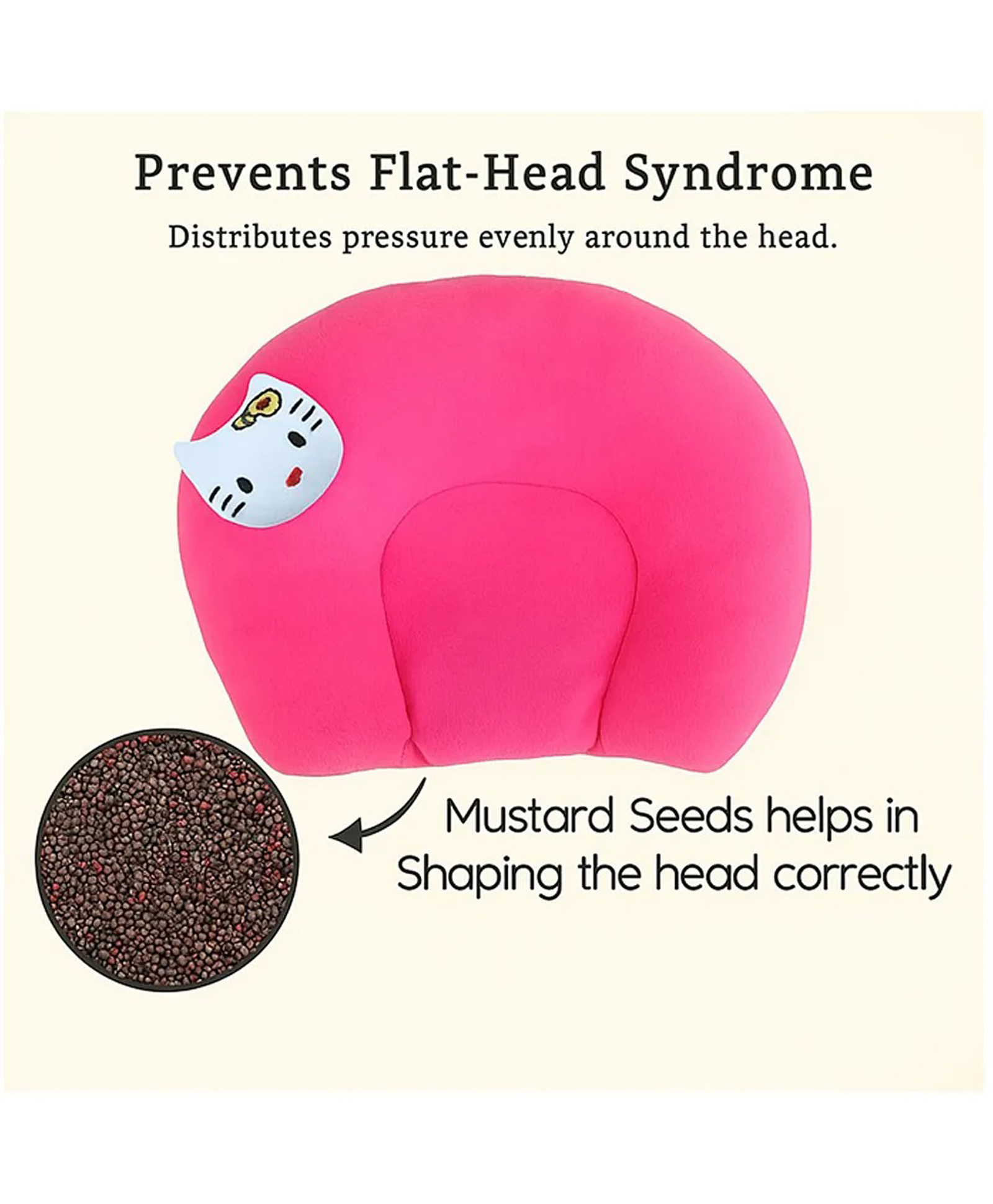 Kidcup Mustard Seed Pillow for New Born Baby - Pink-image-22