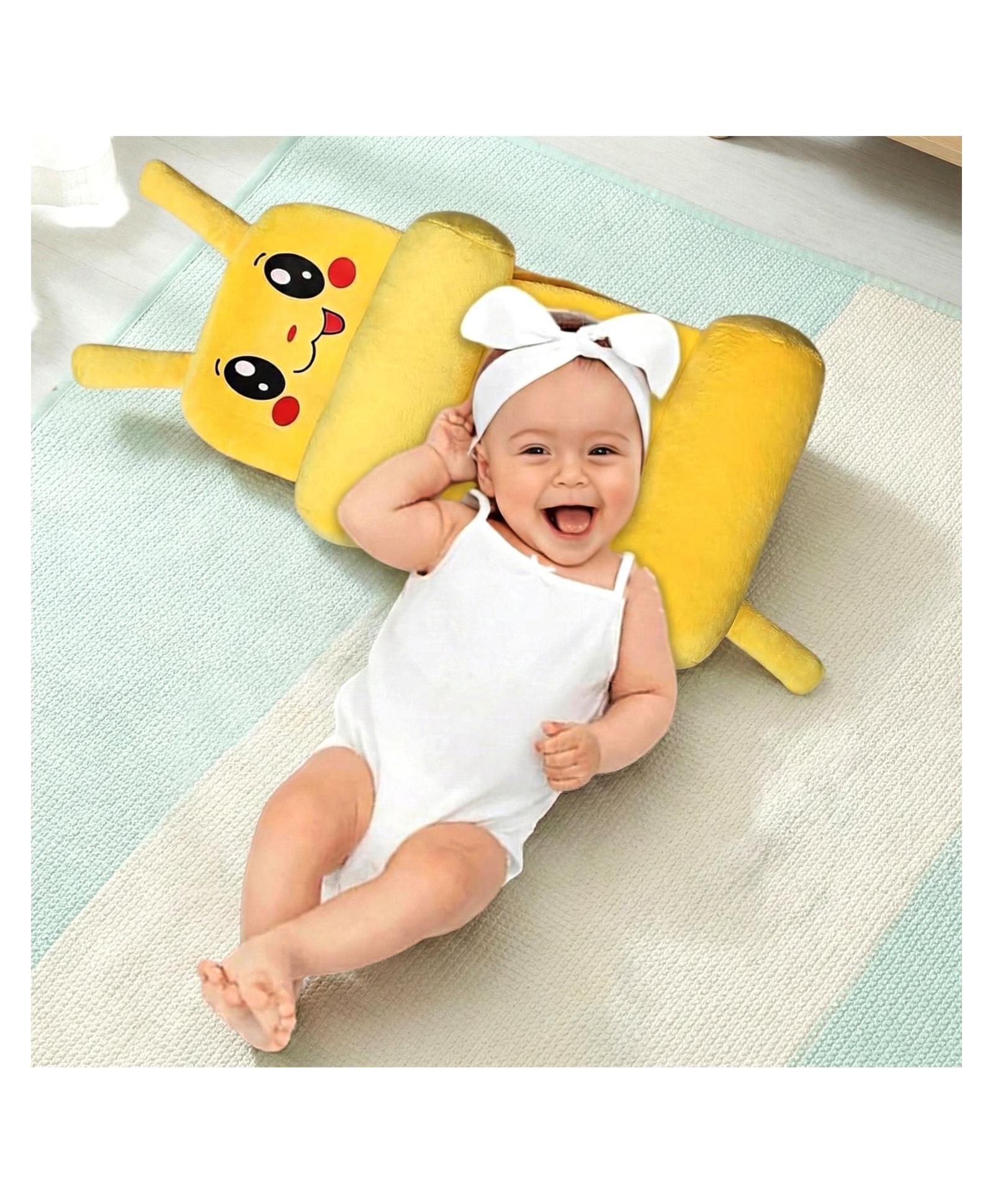 Kidcup Newborn Baby Pillow Slide Support Adjustable Soft & Comfortable Sleep Pillow - Yellow-image-27