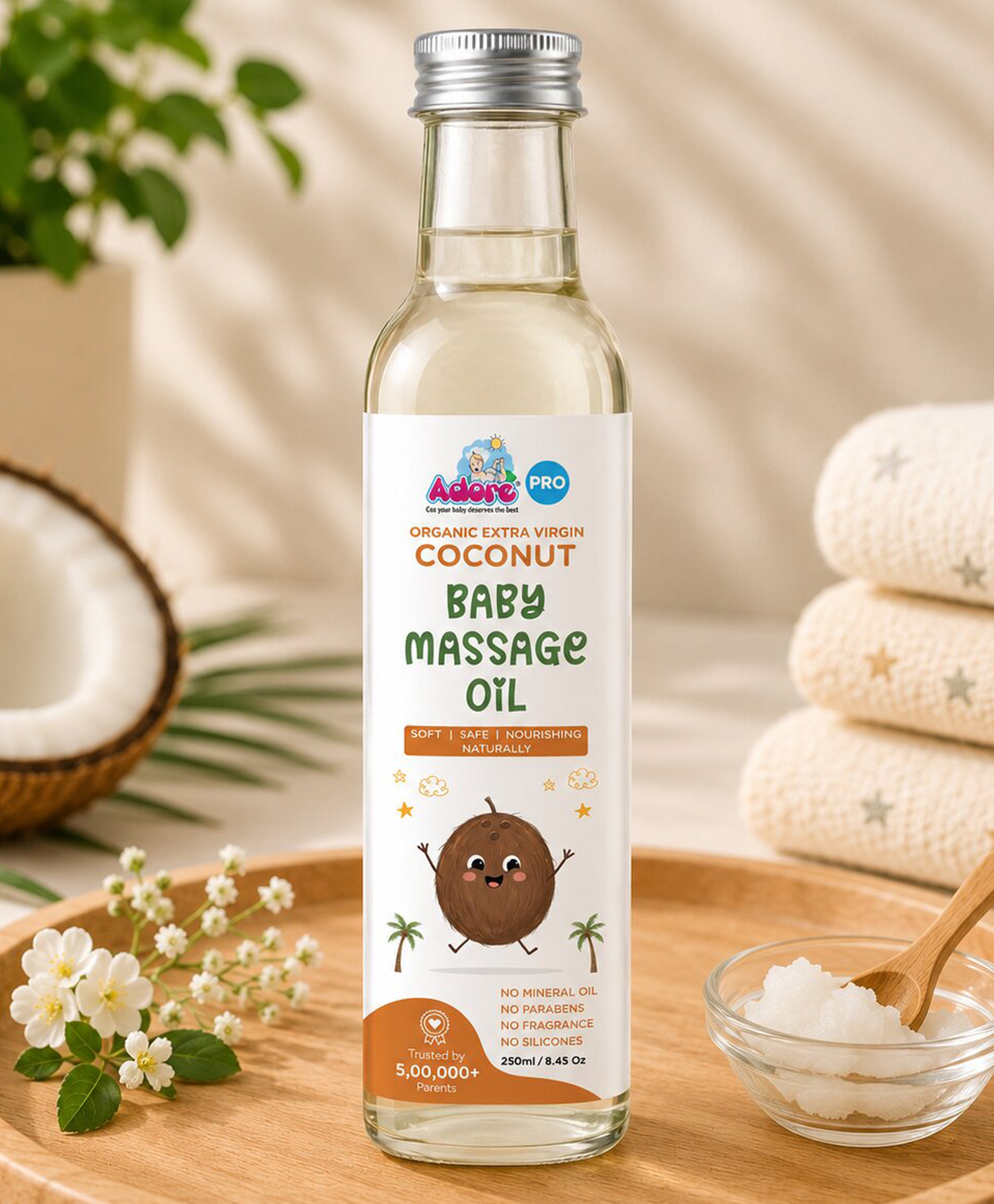 Adore Pure & Premium Organic Extra Virgin Coconut Oil -Cold Pressed- Glass Bottle- 100ml-image-34