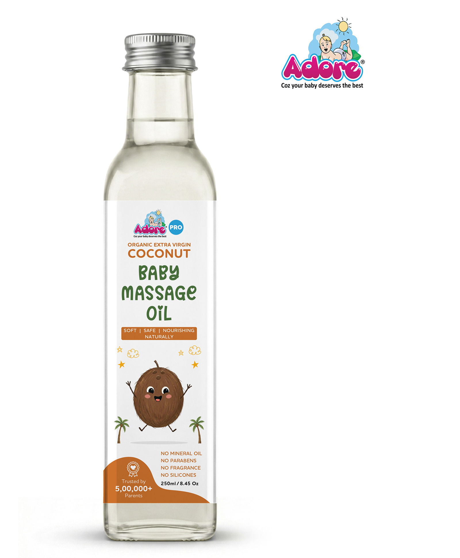 Adore Pure & Premium Organic Extra Virgin Coconut Oil -Cold Pressed- Glass Bottle- 250ml-image-39