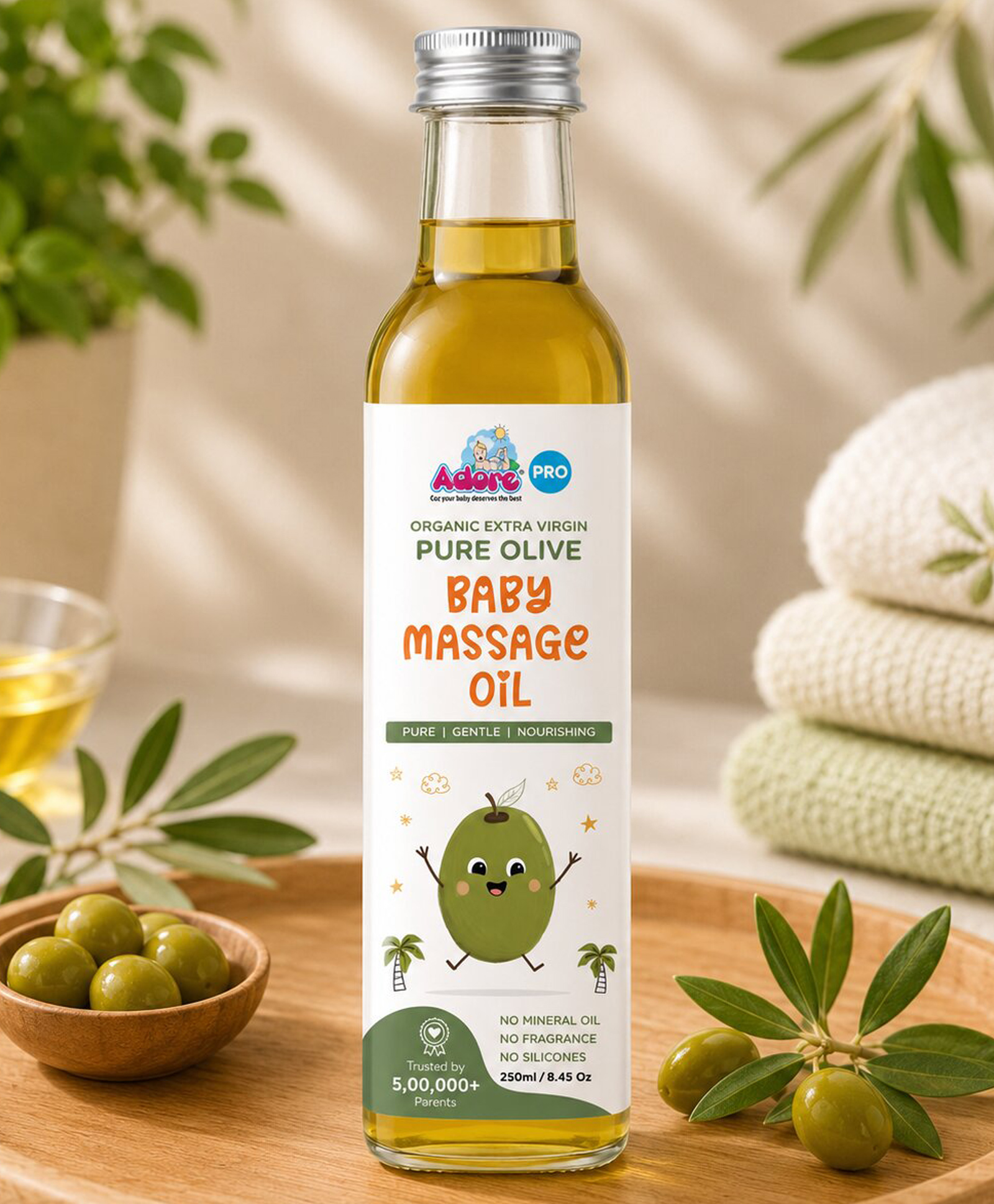 Adore Organic Extra Virgin Pure Olive Baby Massage Oil - Cold Pressed- Imported from Spain - Glass Bottle 100ml-image-40