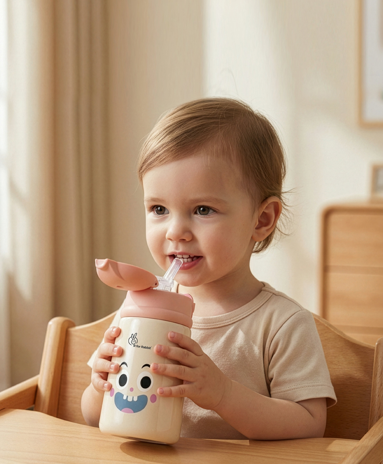 R for Rabbit Steebo Smiley Feeding Bottle 300 ml - Peach-image-35
