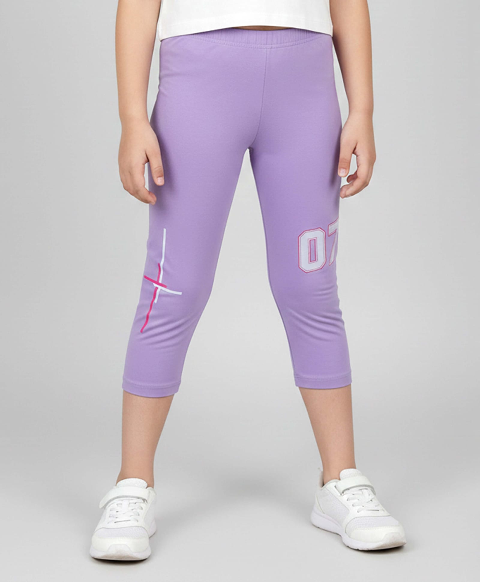Kiddopanti Cotton Spandex Knit 07 Number Printed Leggings - Lilac-picture-22