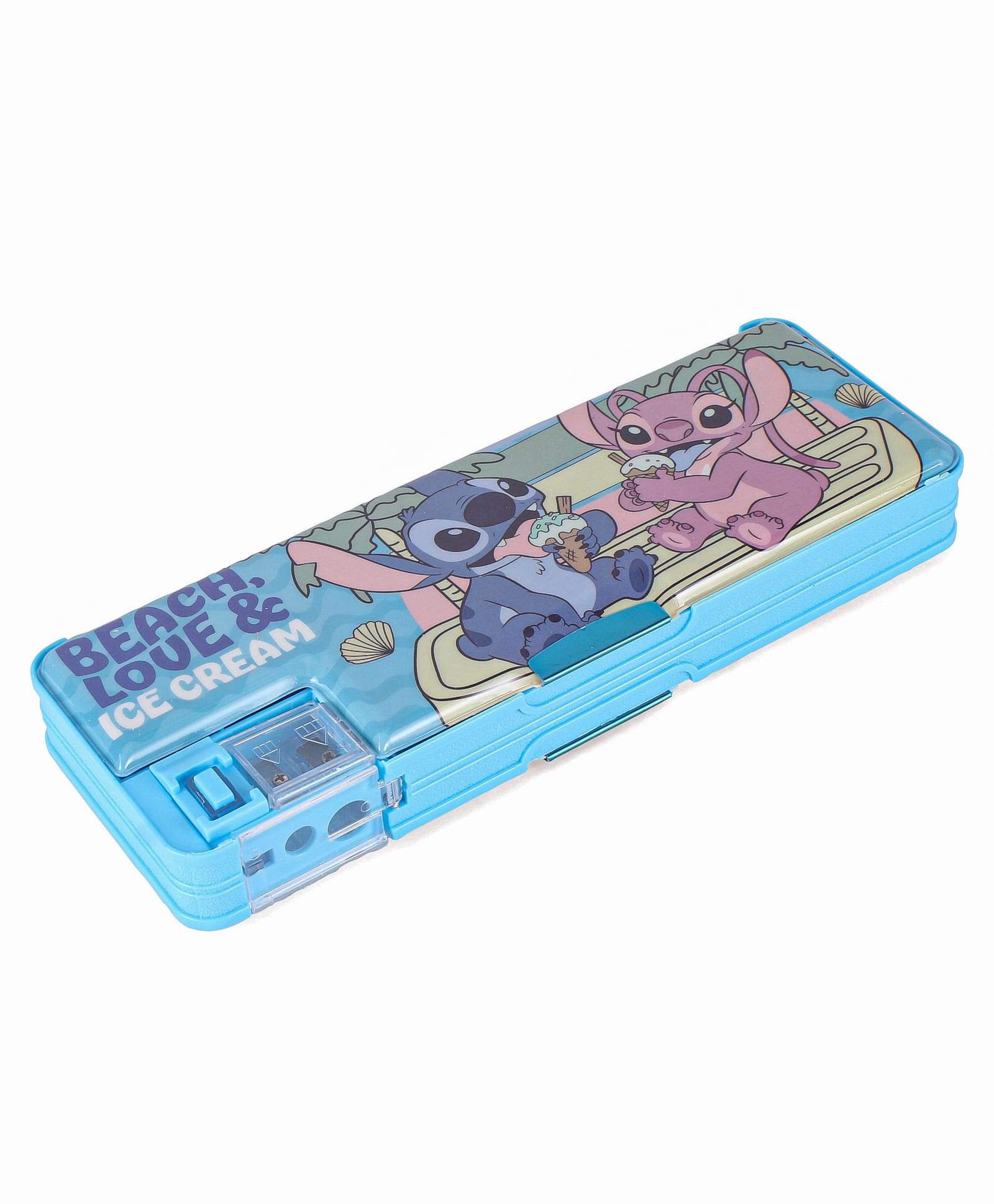 Disney Stitch Theme Magnetic Pencil Box with Built-in Sharpener - Light Blue-image-49