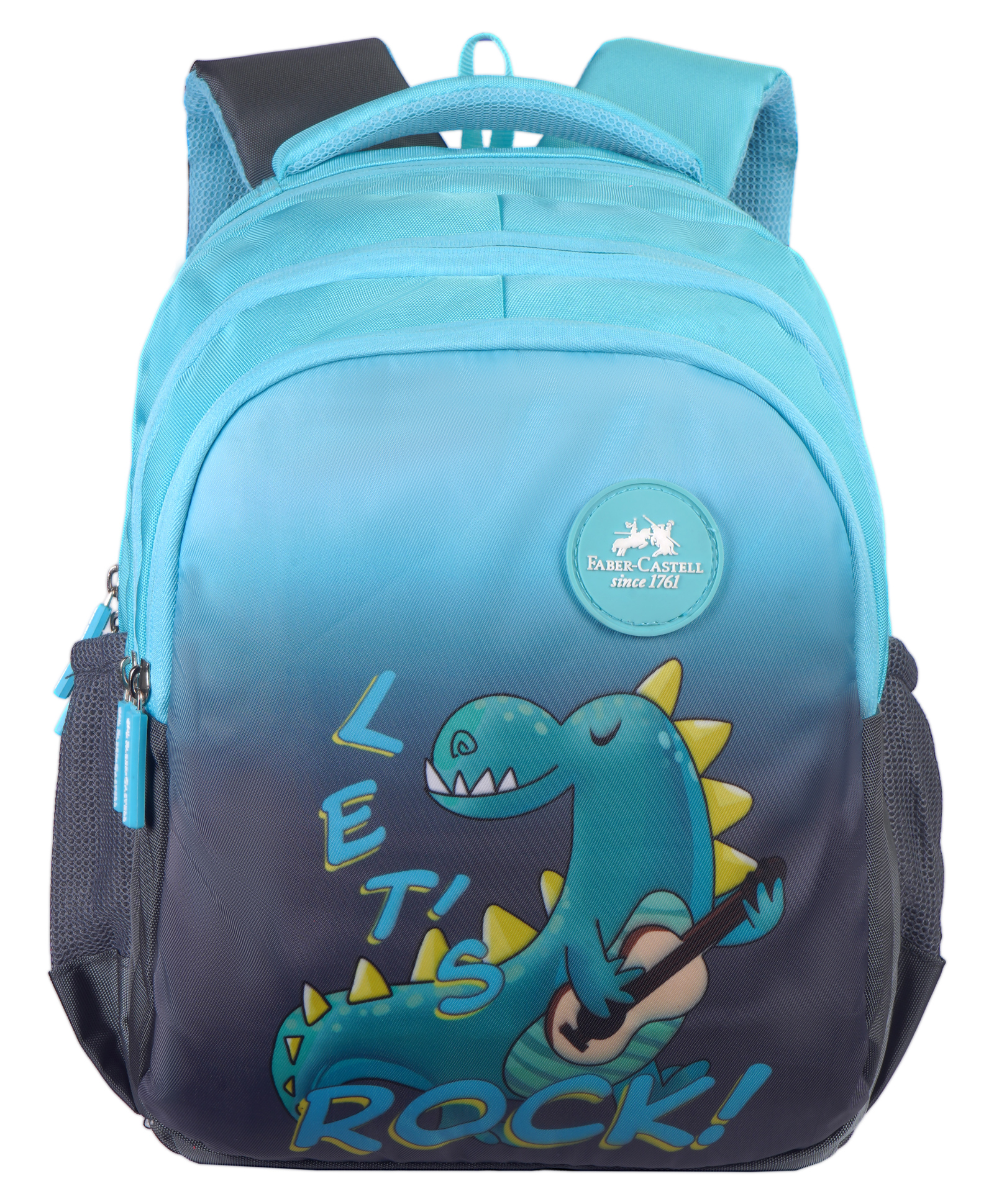 faber castell Faber Castle Height 14 Inches Dino Printed School Backpack - Aqua Blue-picture-18