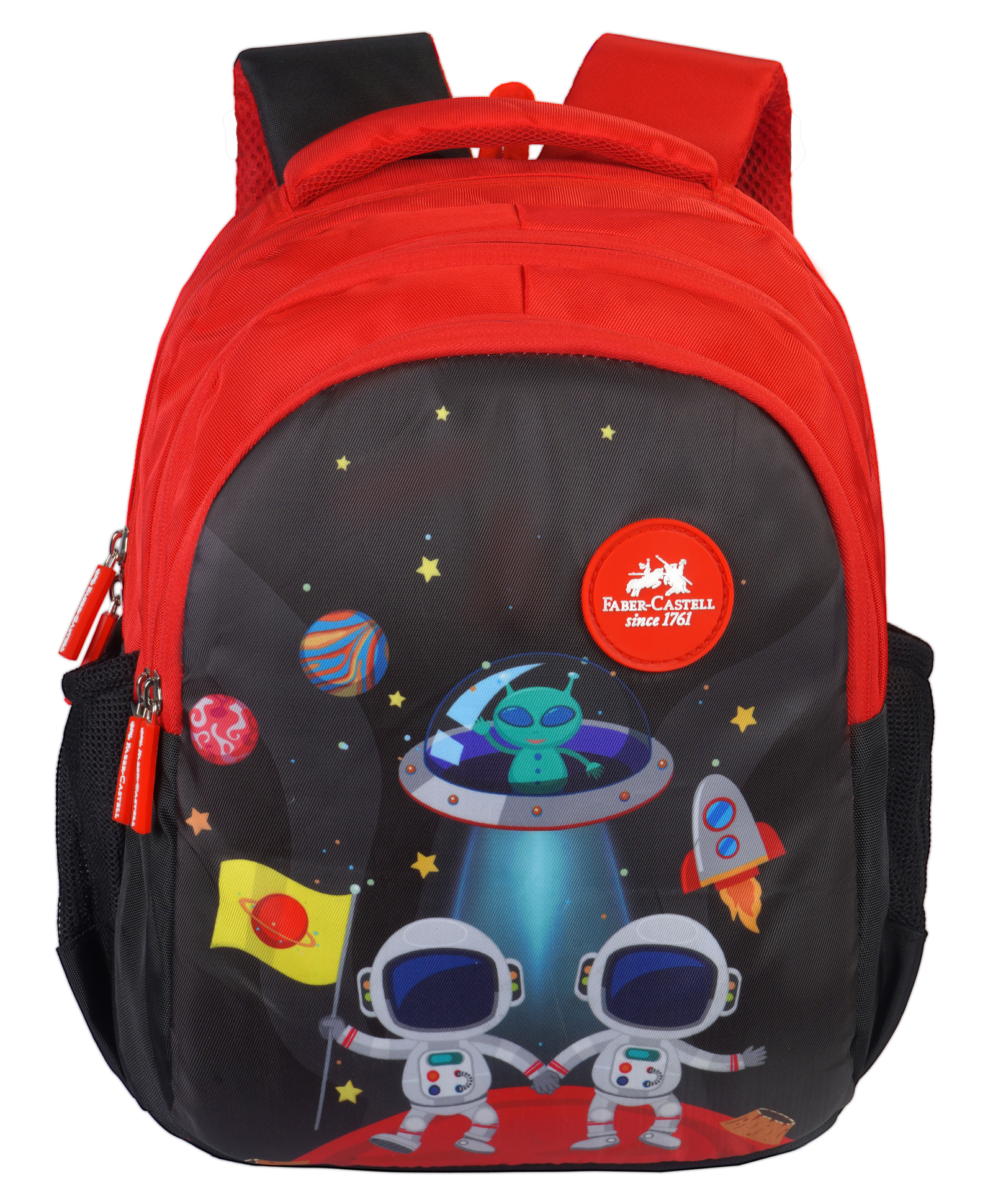 faber castell Faber Castle Height 14 Inches Space Theme Printed School Backpack - Red-picture-16