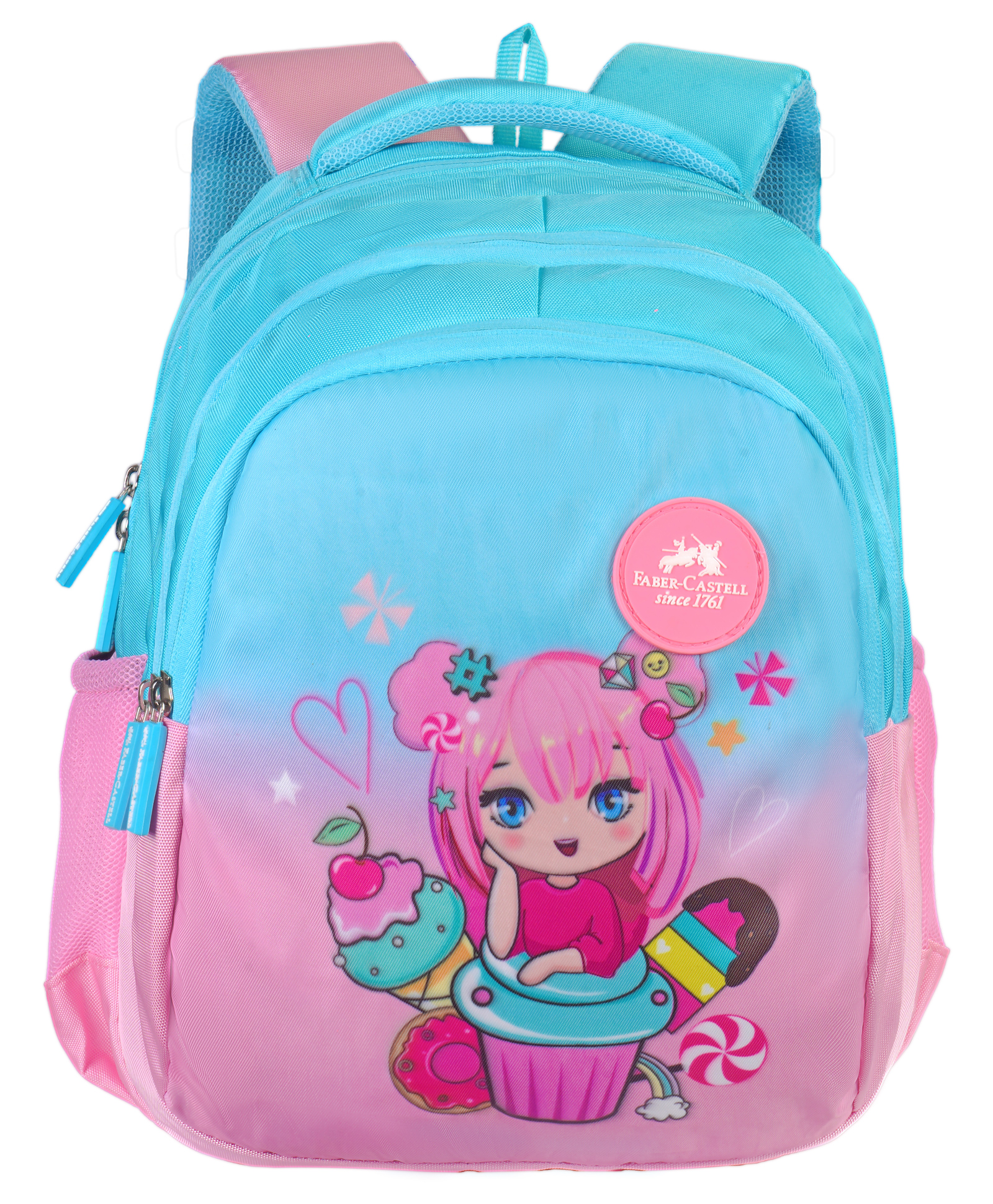 faber castell Faber Castle Height 14 Inches Doll Printed School Backpack - Light Blue-picture-19