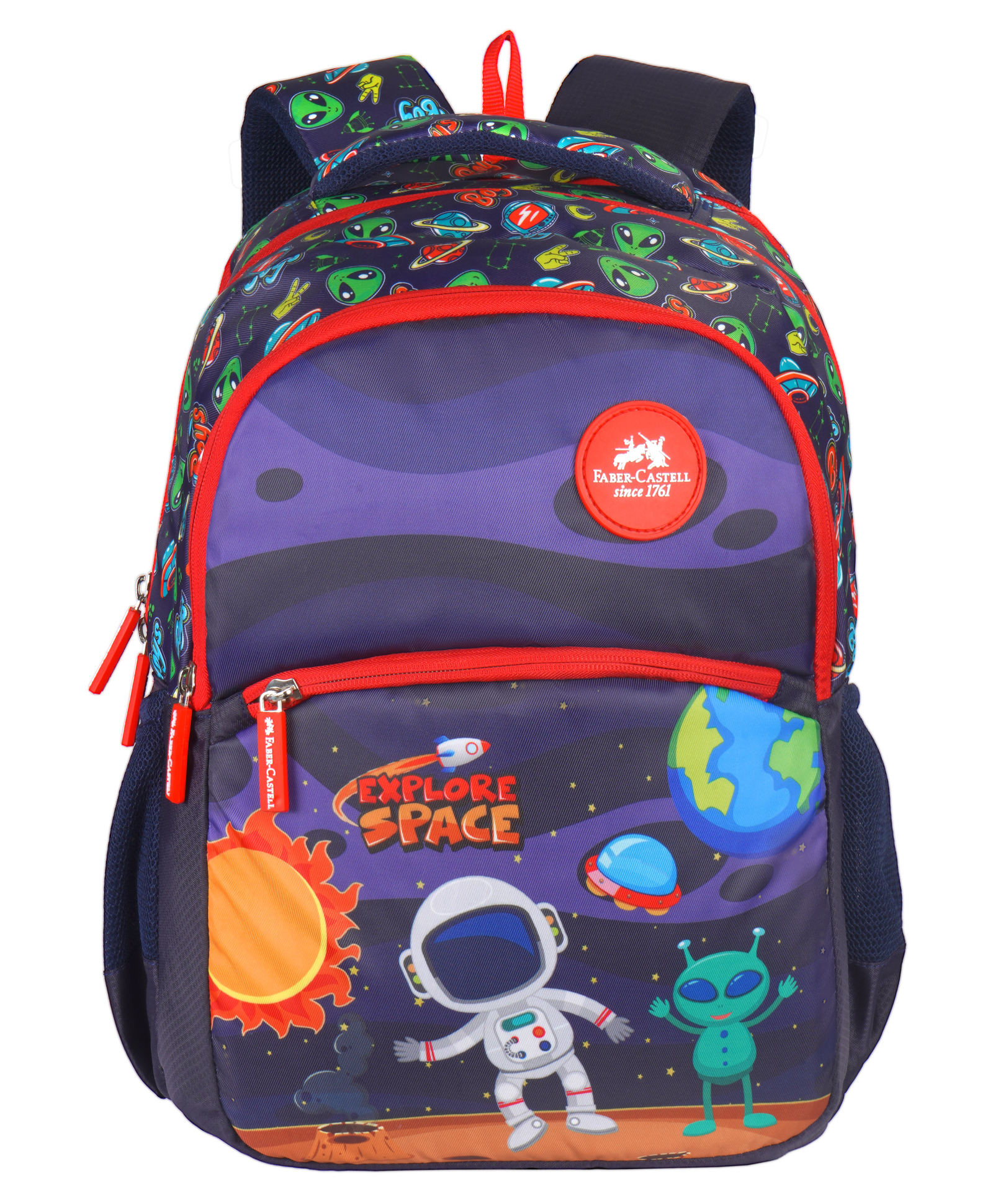 faber castell Faber Castle Height 16 Inches Space Theme Printed School Backpack - Navy Blue-picture-14
