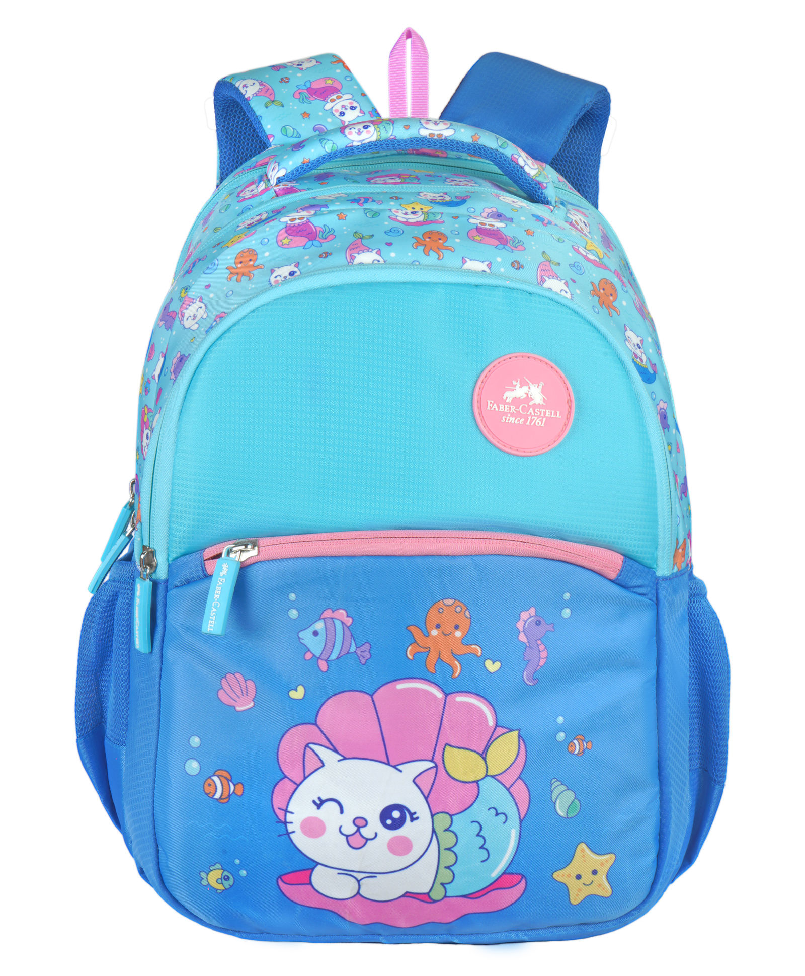 faber castell Faber Castle Height 16 Inches Sea Life Printed School Backpack - Light Blue-picture-15