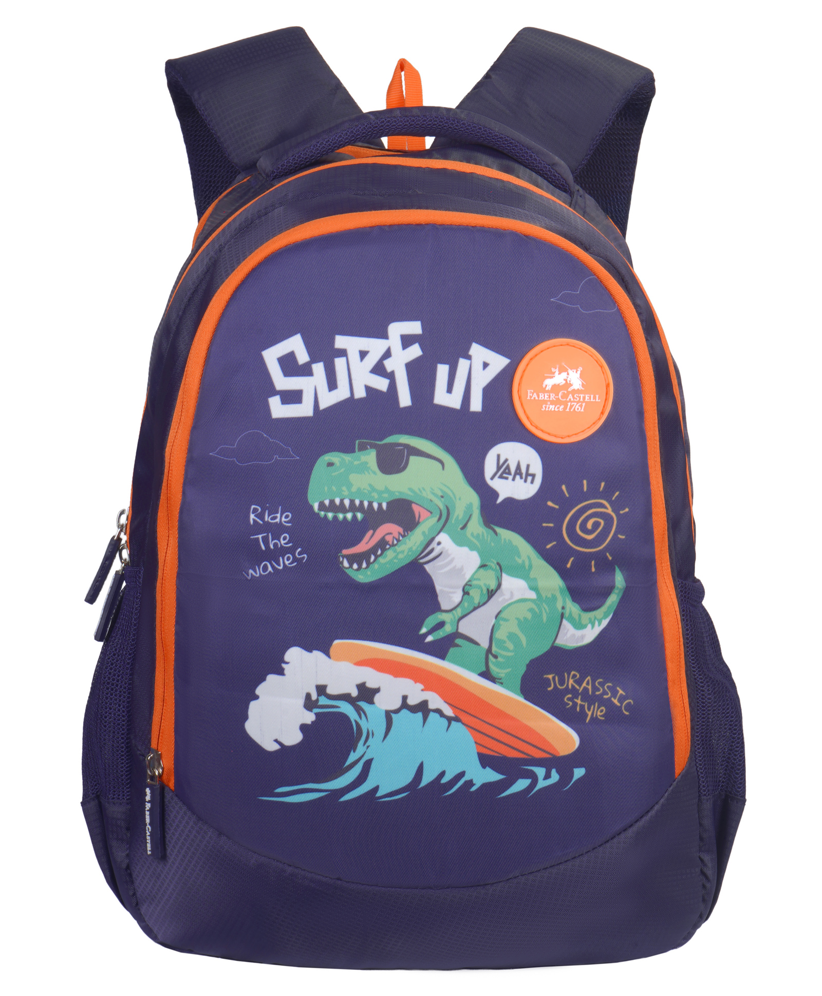 faber castell Faber Castle Height 17 Inches Dino Printed School Backpack - Navy Blue-picture-12