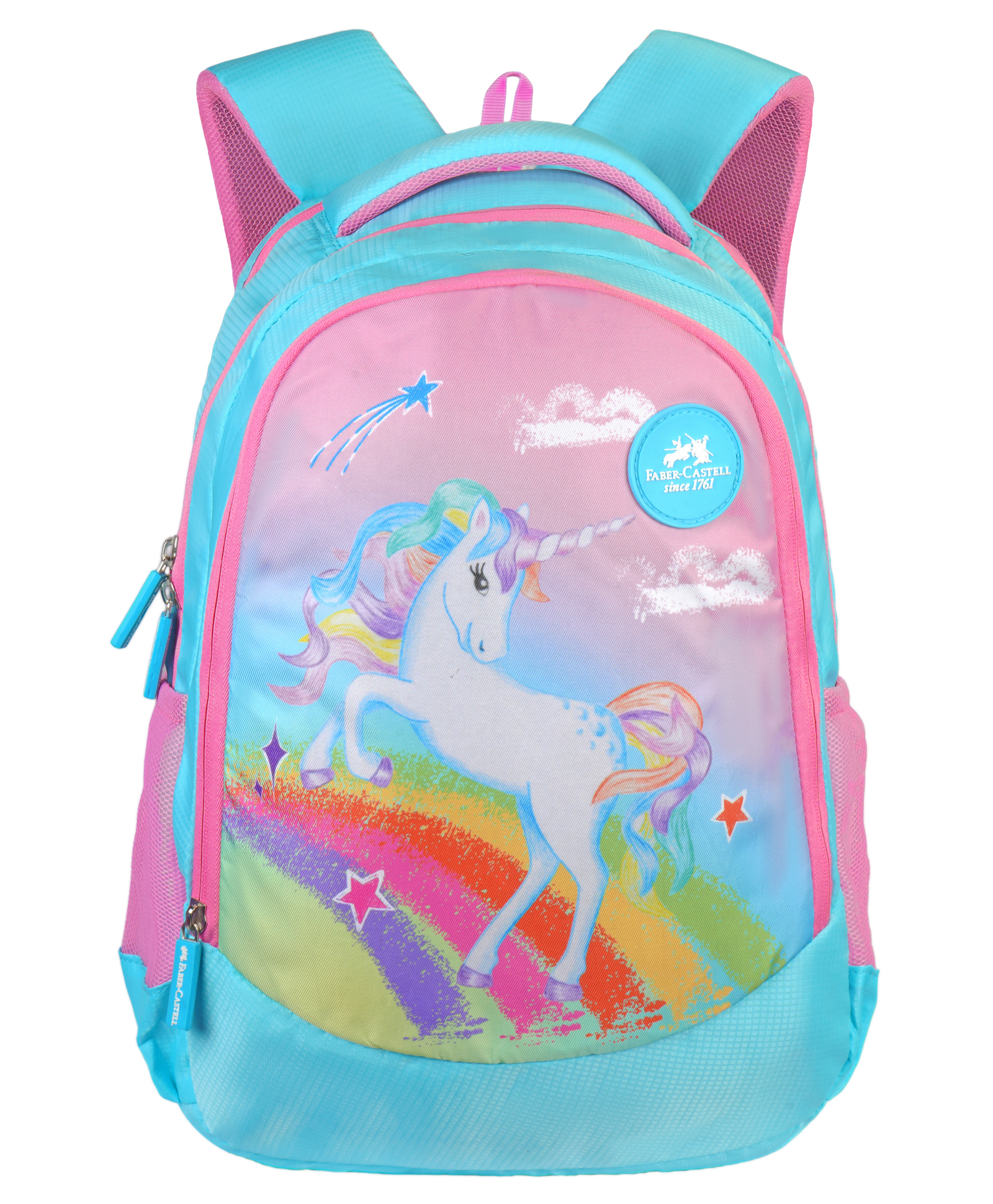 faber castell Faber Castle Height 17 Inches Unicorn Theme Printed School Backpack - Light Blue-picture-13