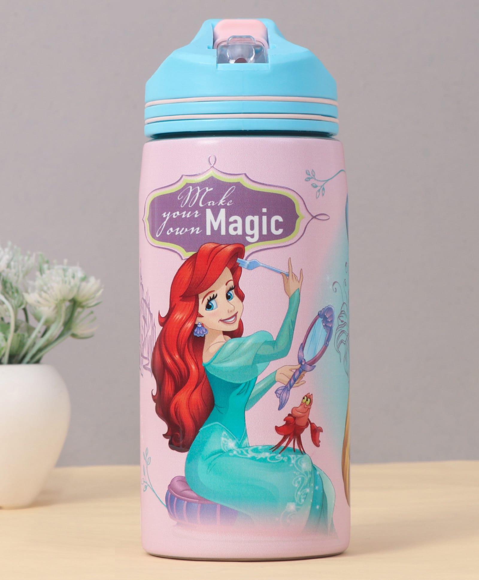 Disney Princess Non Insulated Steel Sipper Water Bottle Purple & Blue - 500 ml-image-24