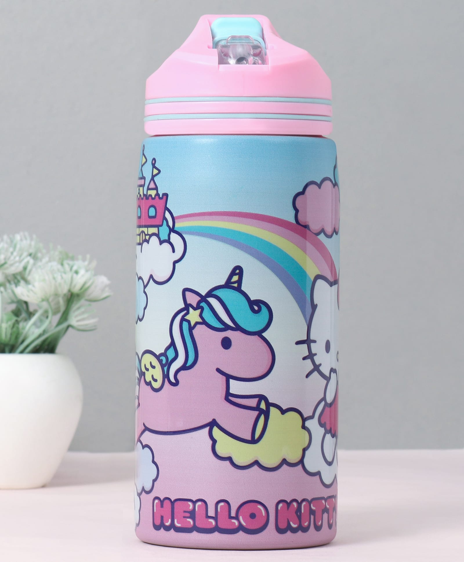 Hello Kitty Non Insulated Steel Sipper Water Bottle Pink - 500 ml-image-14