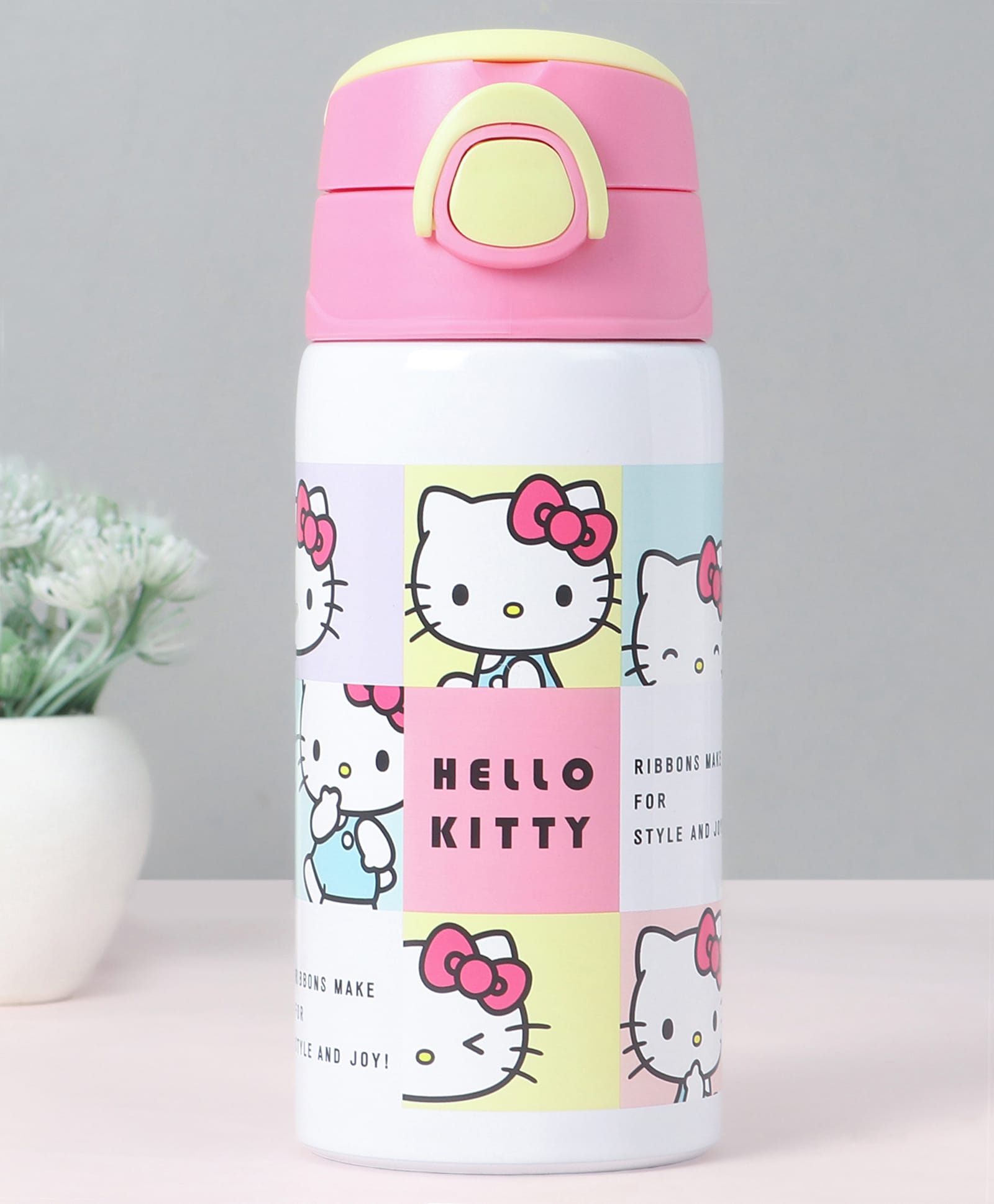 Hello Kitty Insulated Sipper Water Bottle White & Pink - 400 ml-image-21