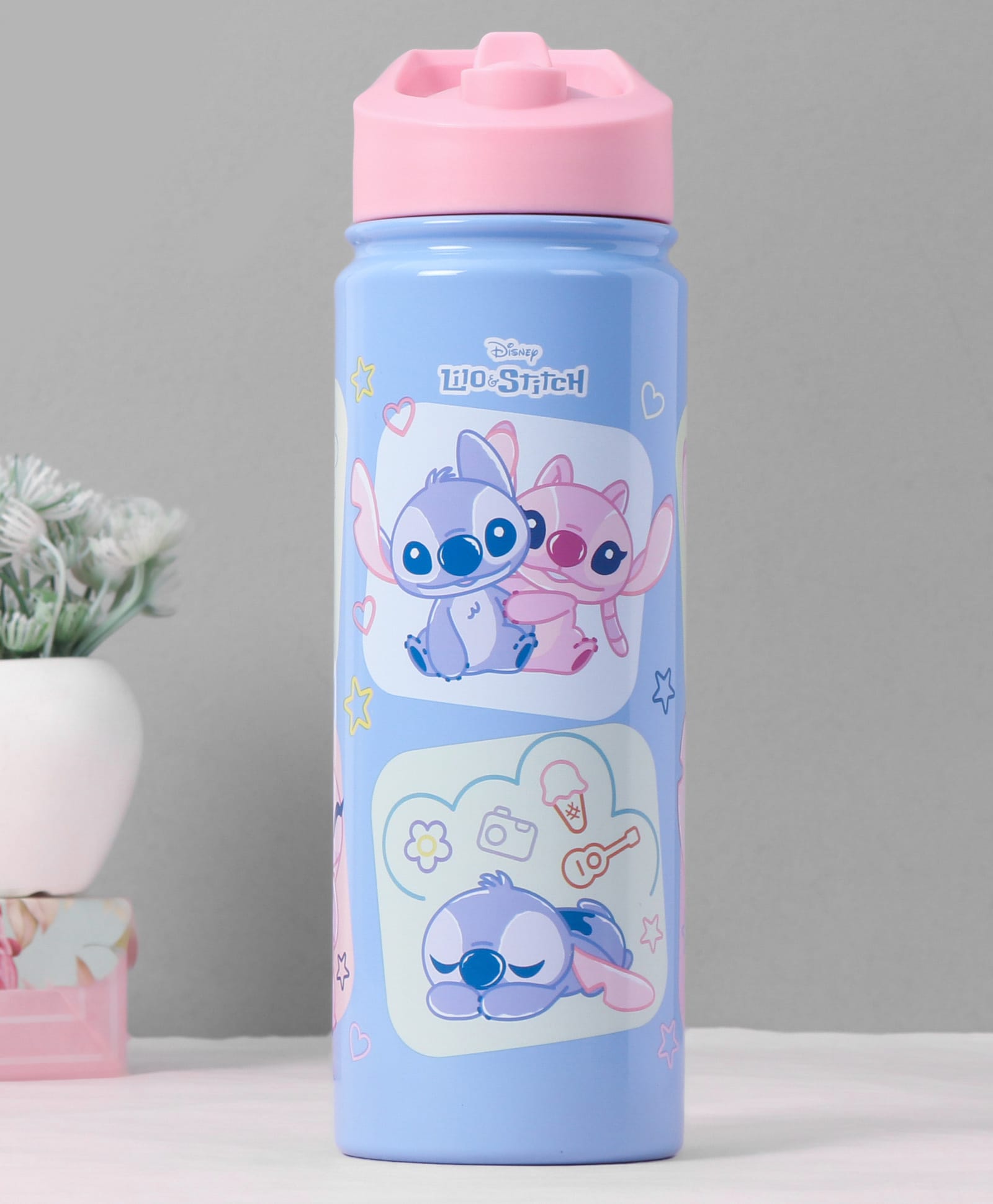 Disney Lilo and Stitch Insulated Sipper Water Bottle Blue & Pink - 600 ml-image-43