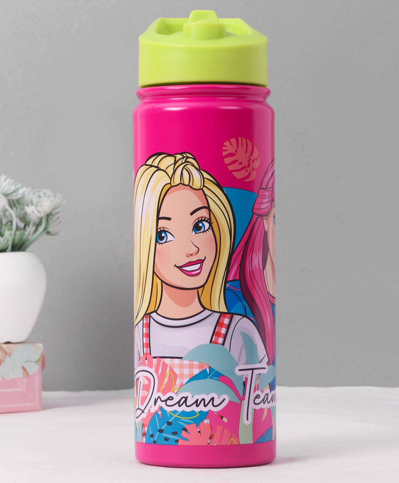 Barbie Insulated Sipper Water Bottle Pink & Yellow - 600 ml-picture-36