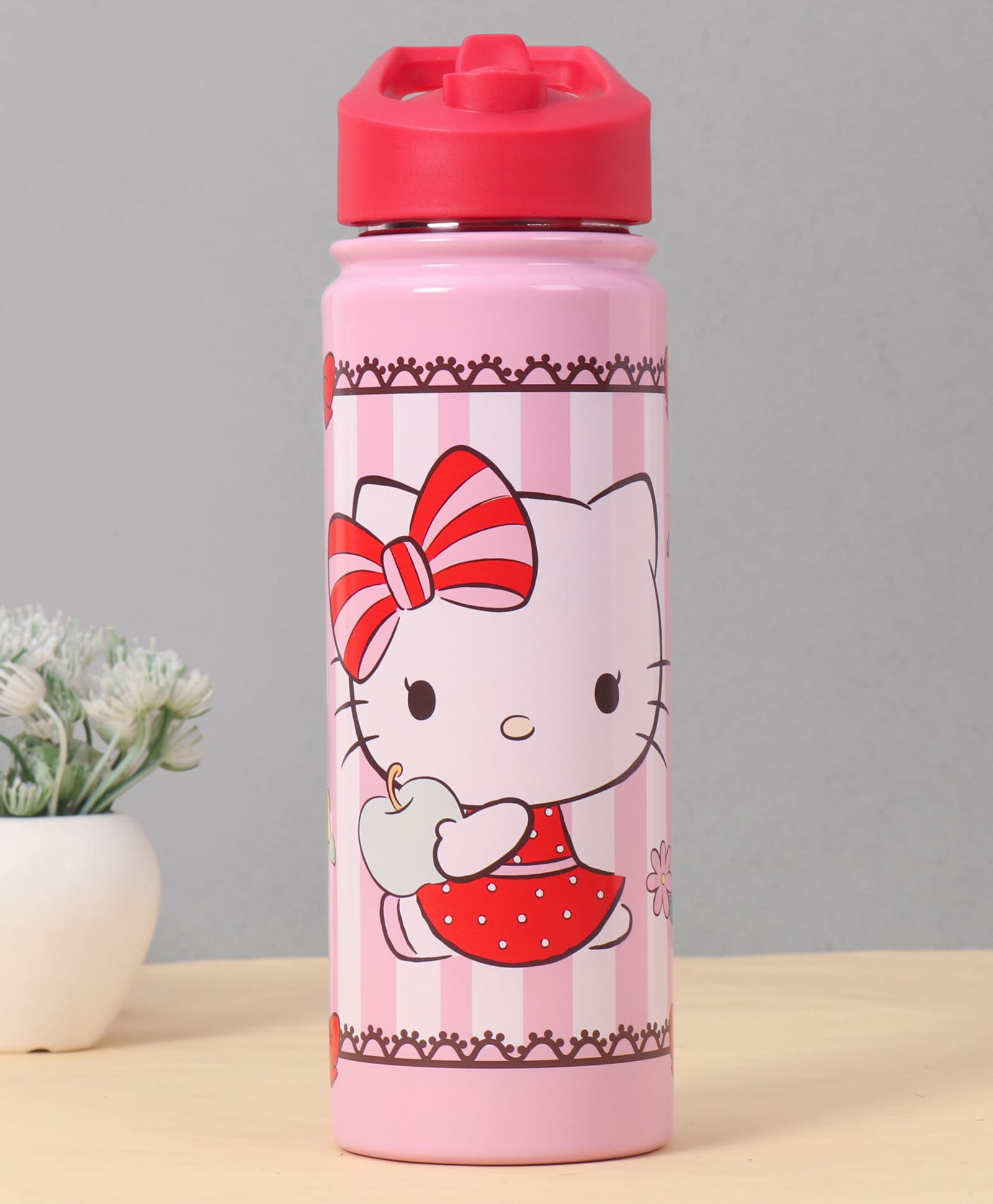 Hello Kitty Insulated Sipper Water Bottle Pink & Red - 600 ml-image-19