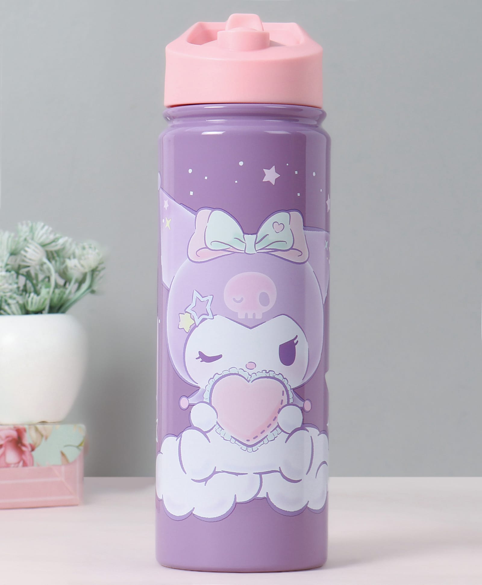 Hello Kitty Kuromi Insulated Sipper Water Bottle Lilac & Pink - 600 ml-picture-27