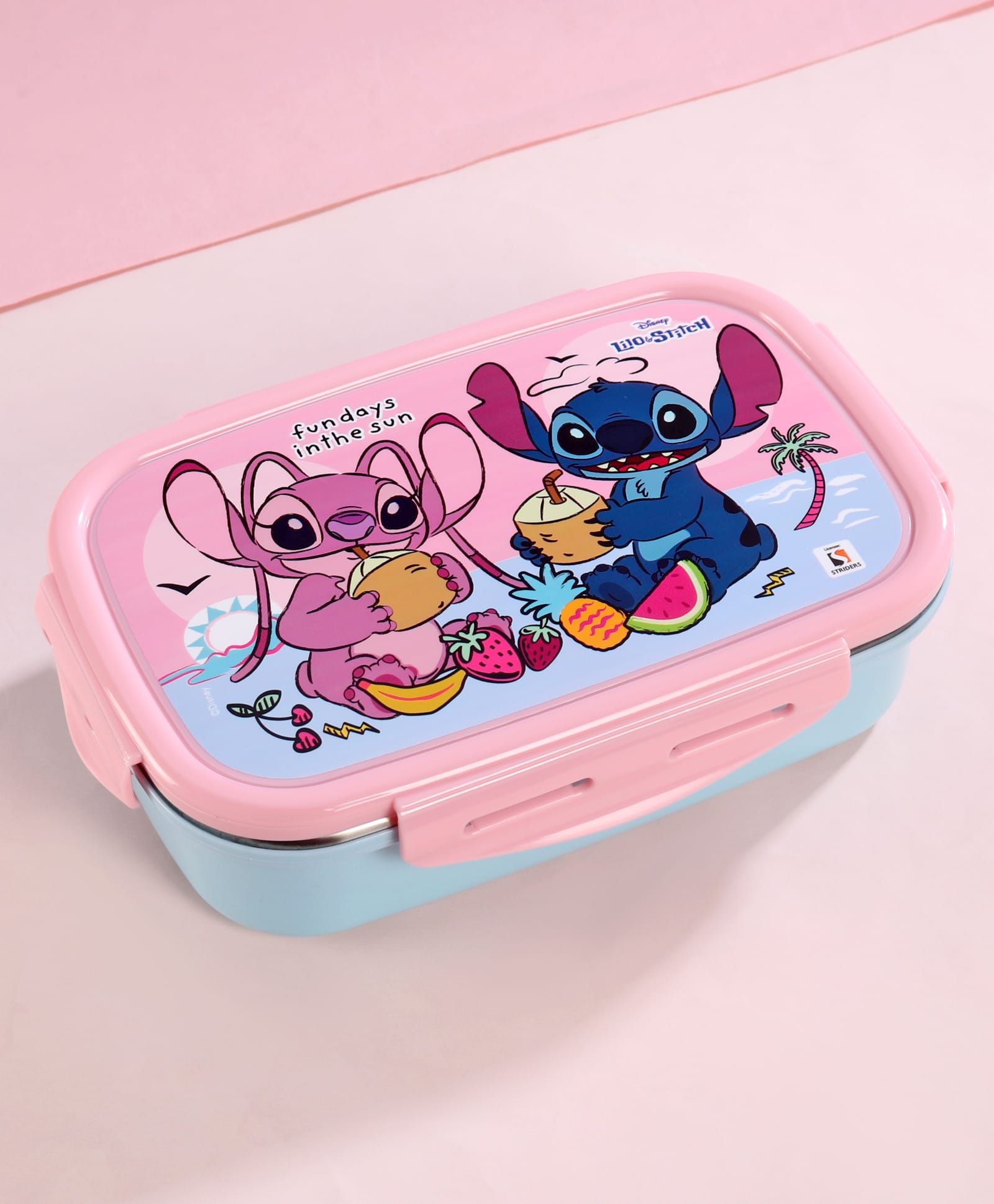 Disney Lilo & Stitch Stainless Steel Lunch Box ( 700 ml )- Light Blue & Pink-image-11