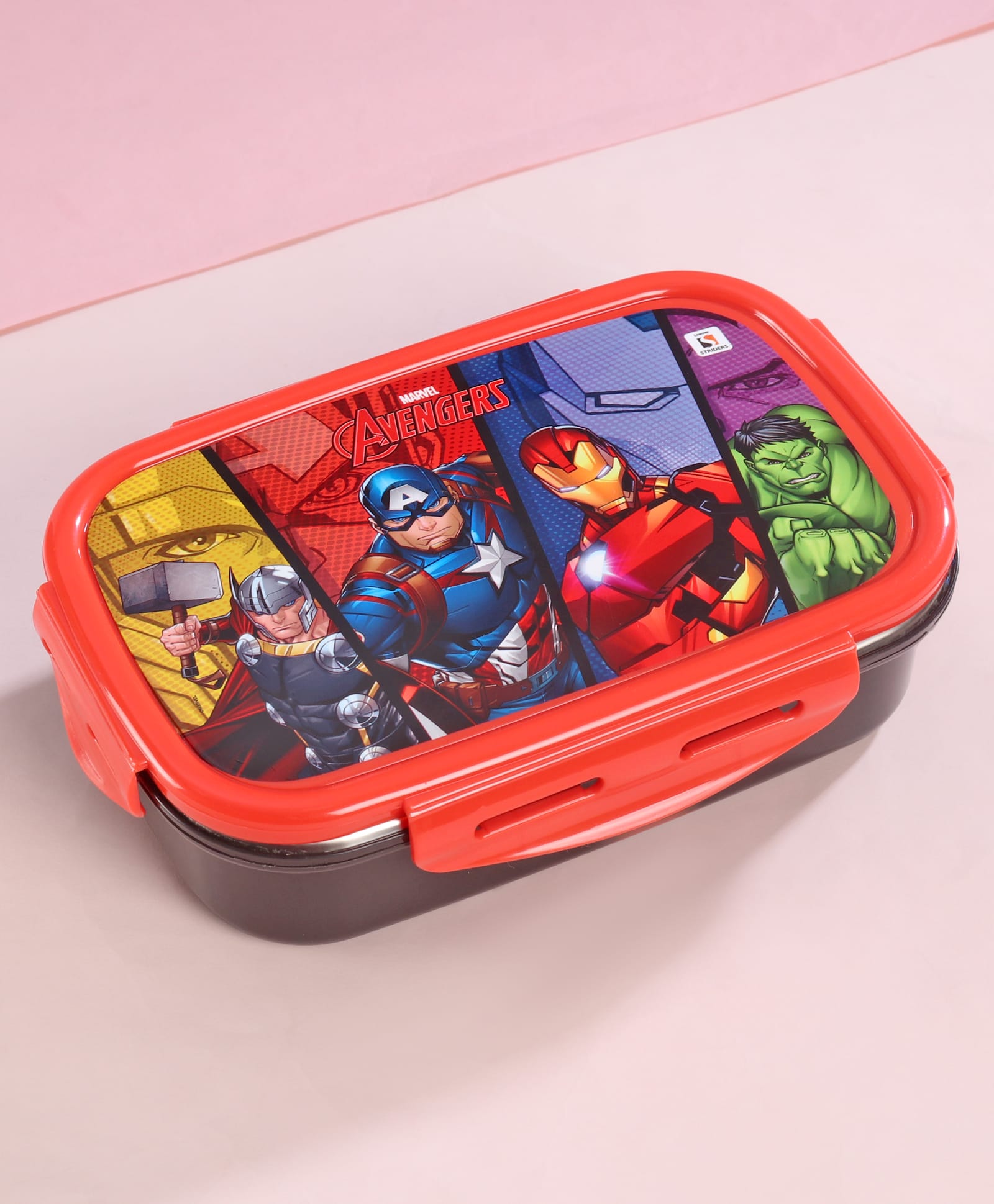 Avengers Printed Stainless Steel Lunch Box - Red-picture-23