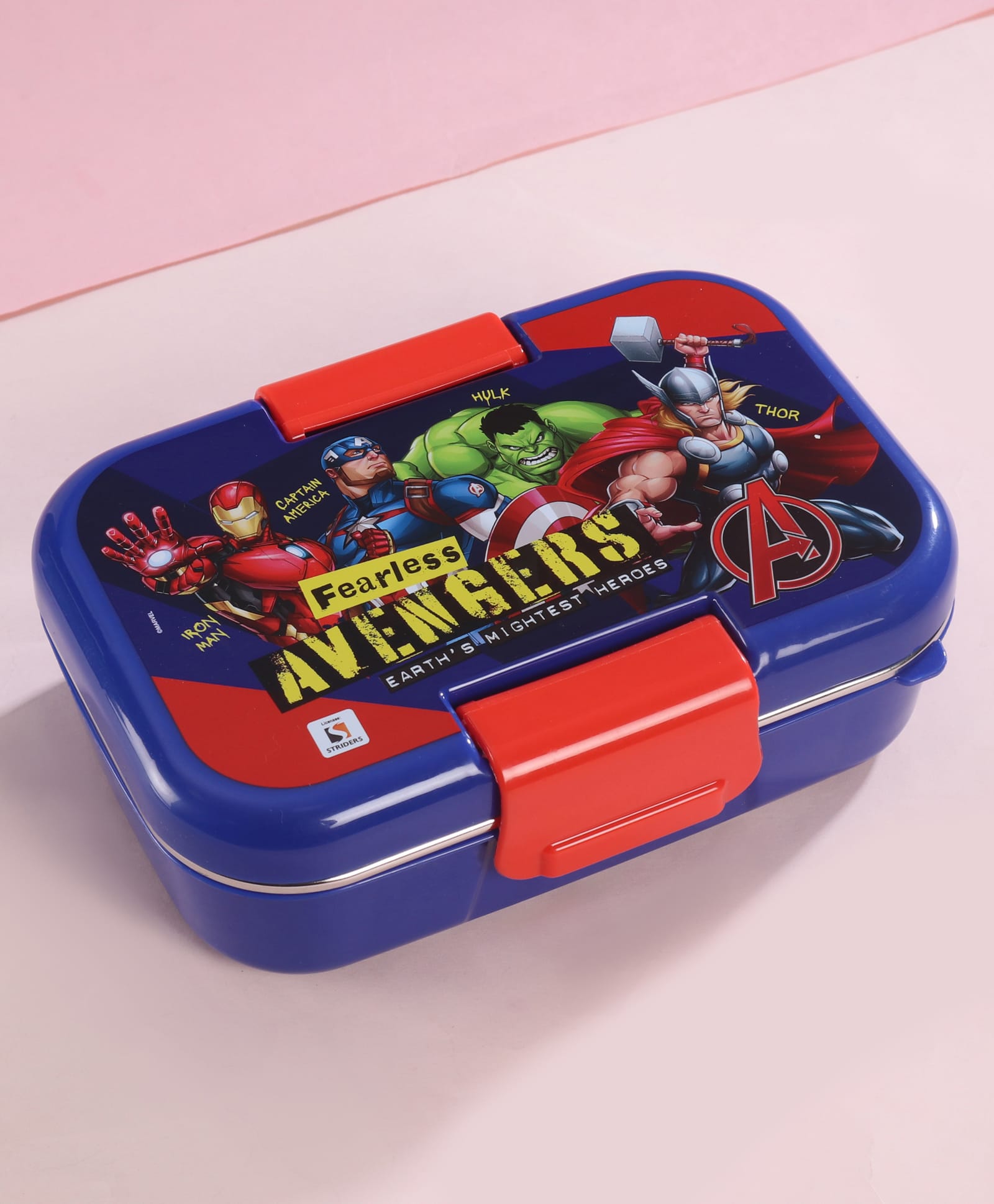 Avengers Stainless Steel Lunch Box With Spoon & Fork - Blue-picture-22