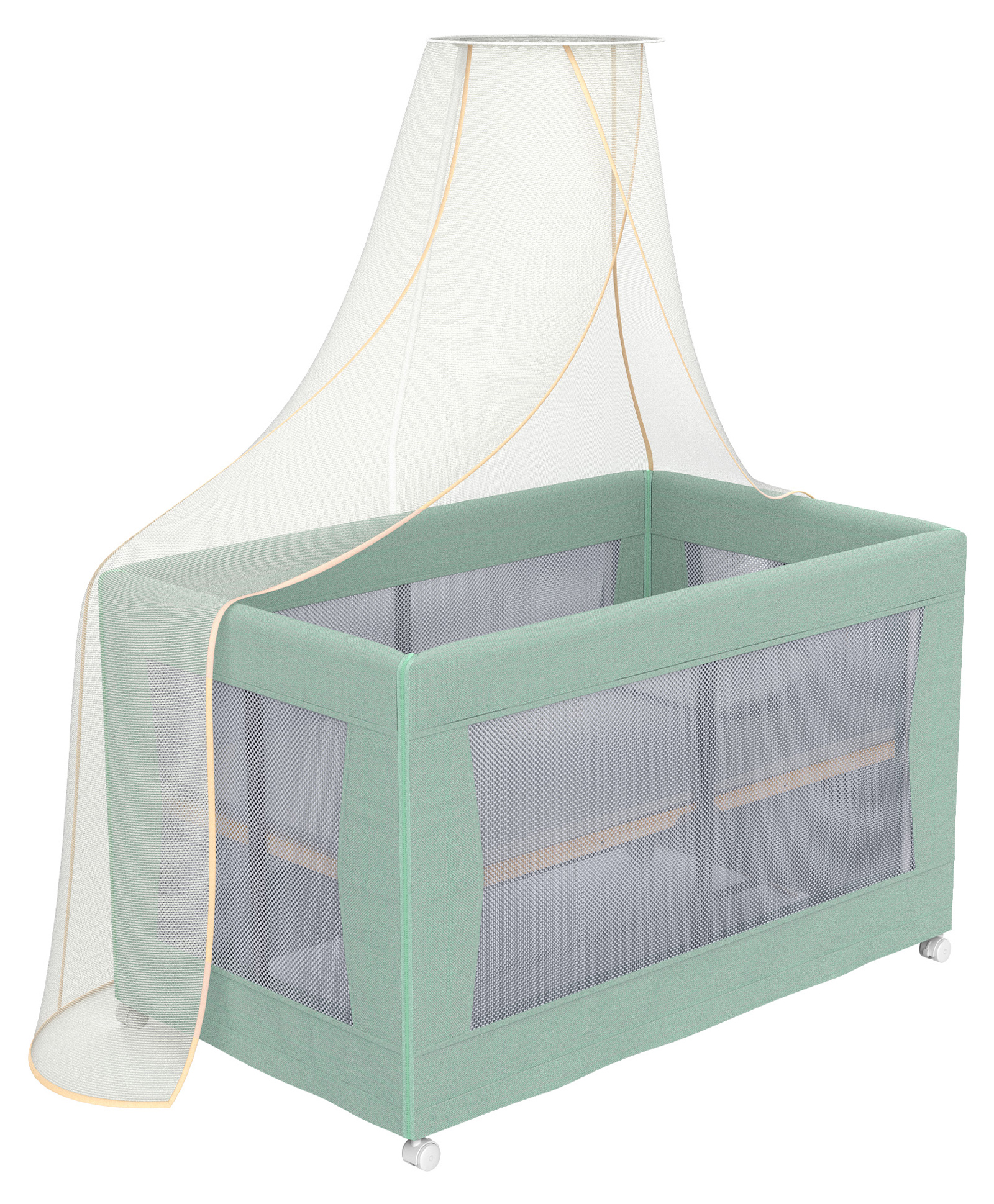 Autoru Multi-Functional Fabric Baby Crib C5 with Mosquito Net, Mint-Green.-image-48