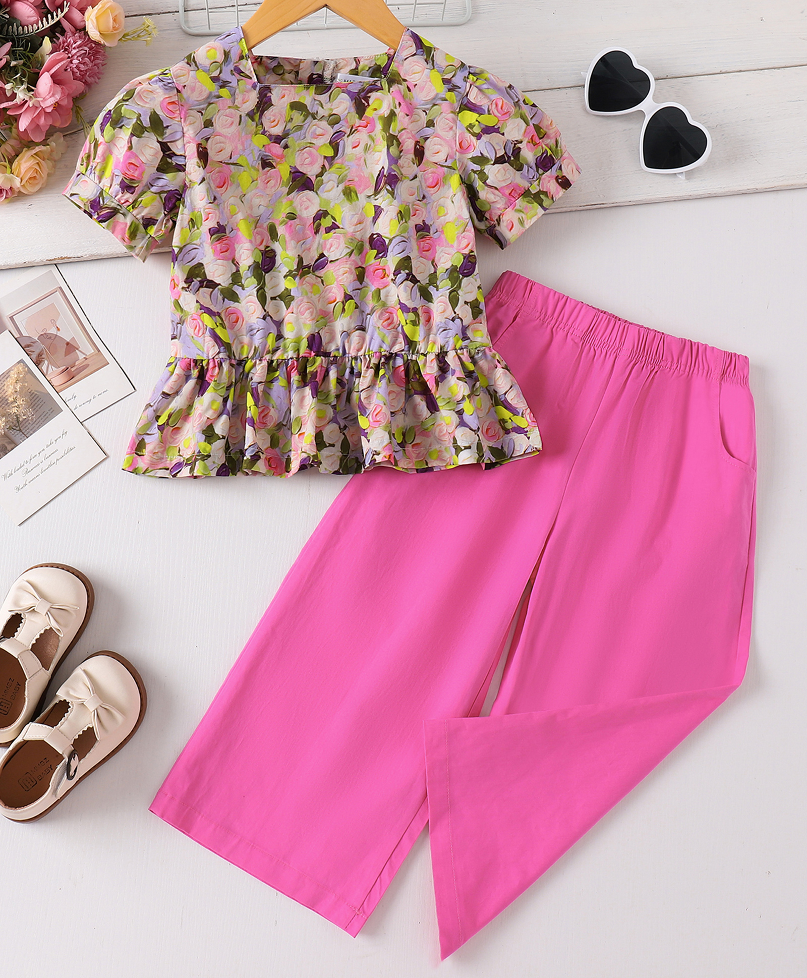 Mark & Mia Cotton Half Sleeves Floral Printed & Pant Set - Pink-picture-18