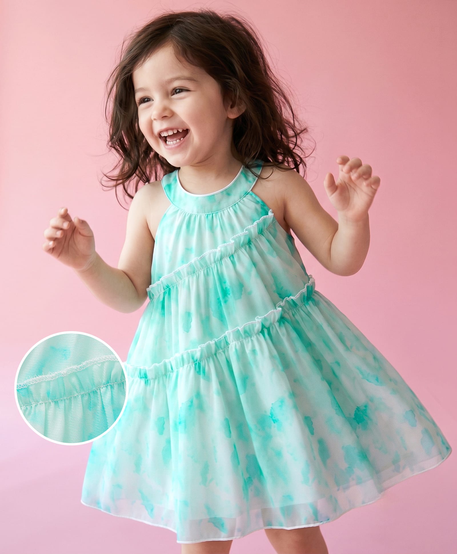 Mark & Mia Sleeveless Abstract Printed Frock - Aqua Blue-image-15