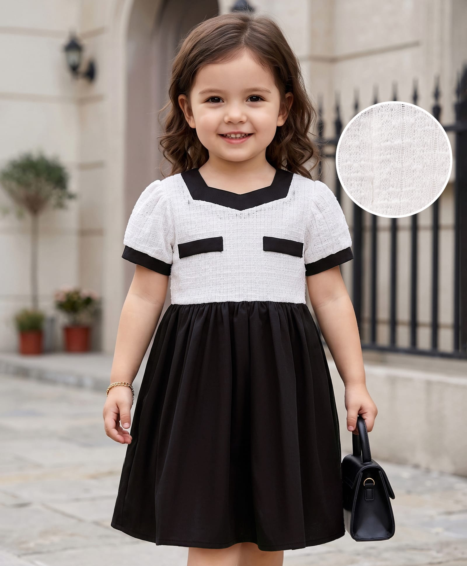 Mark & Mia Half Sleeves Solid Party Frock - White-picture-22