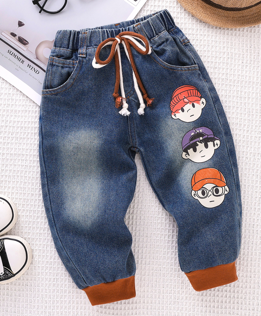 Mark & Mia Denim Washed Jeans With Boy Print -Blue-picture-26