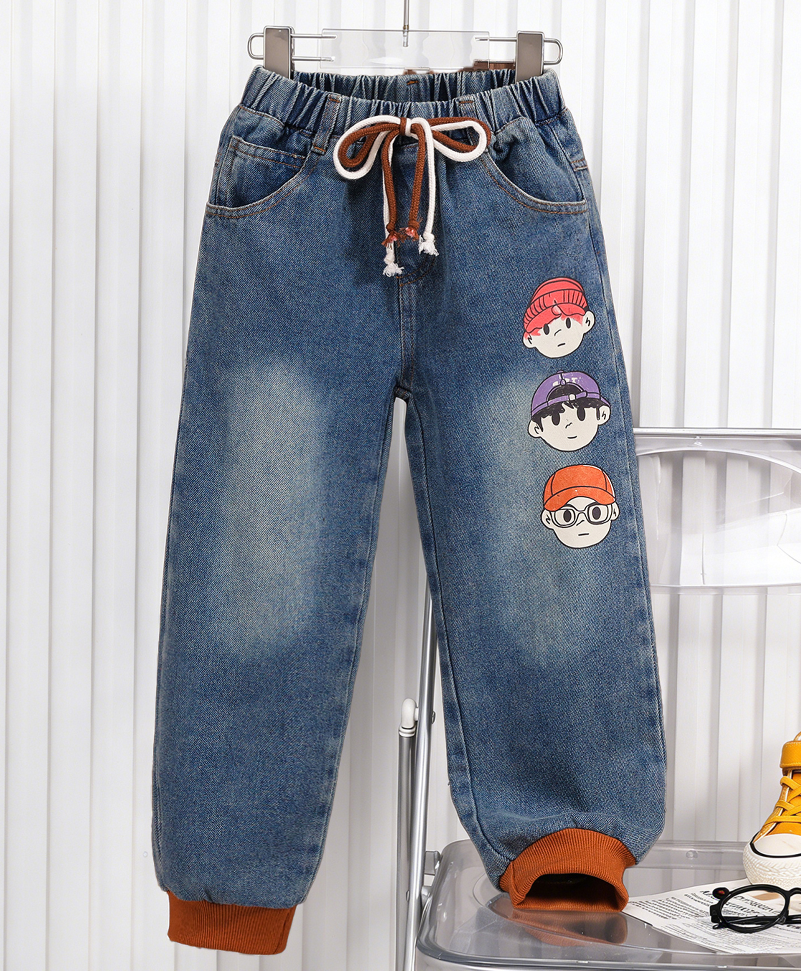 Mark & Mia Denim Washed Jeans With Boy Print -Blue-picture-26