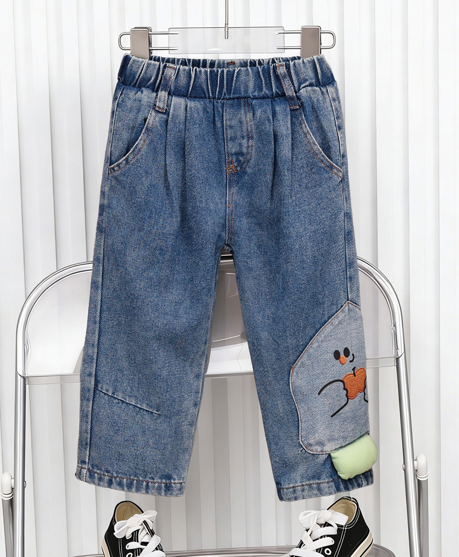 Mark & Mia Denim Full Length Cut N Sew Embroidered Jeans With Applique - Blue-picture-25