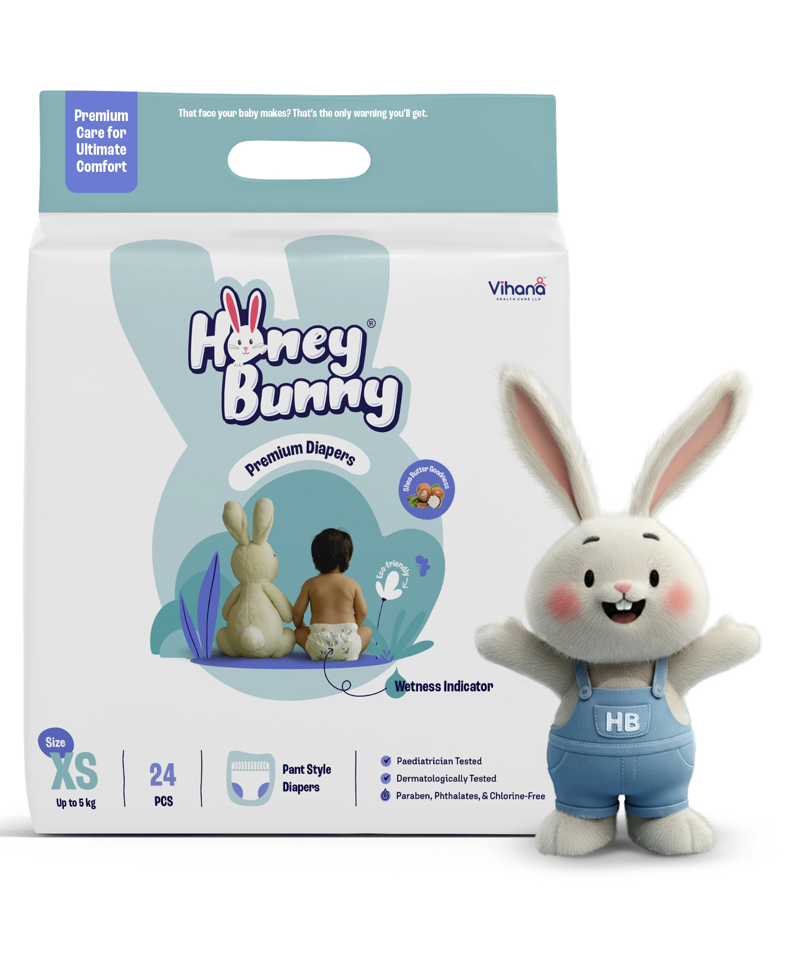 Honey Bunny Premium Diaper pant | XS Size | 24 Pack | Ultra thin | Cottony Super Soft | Super Fast Absorption | shea butter | 0-5 Kg-picture-19