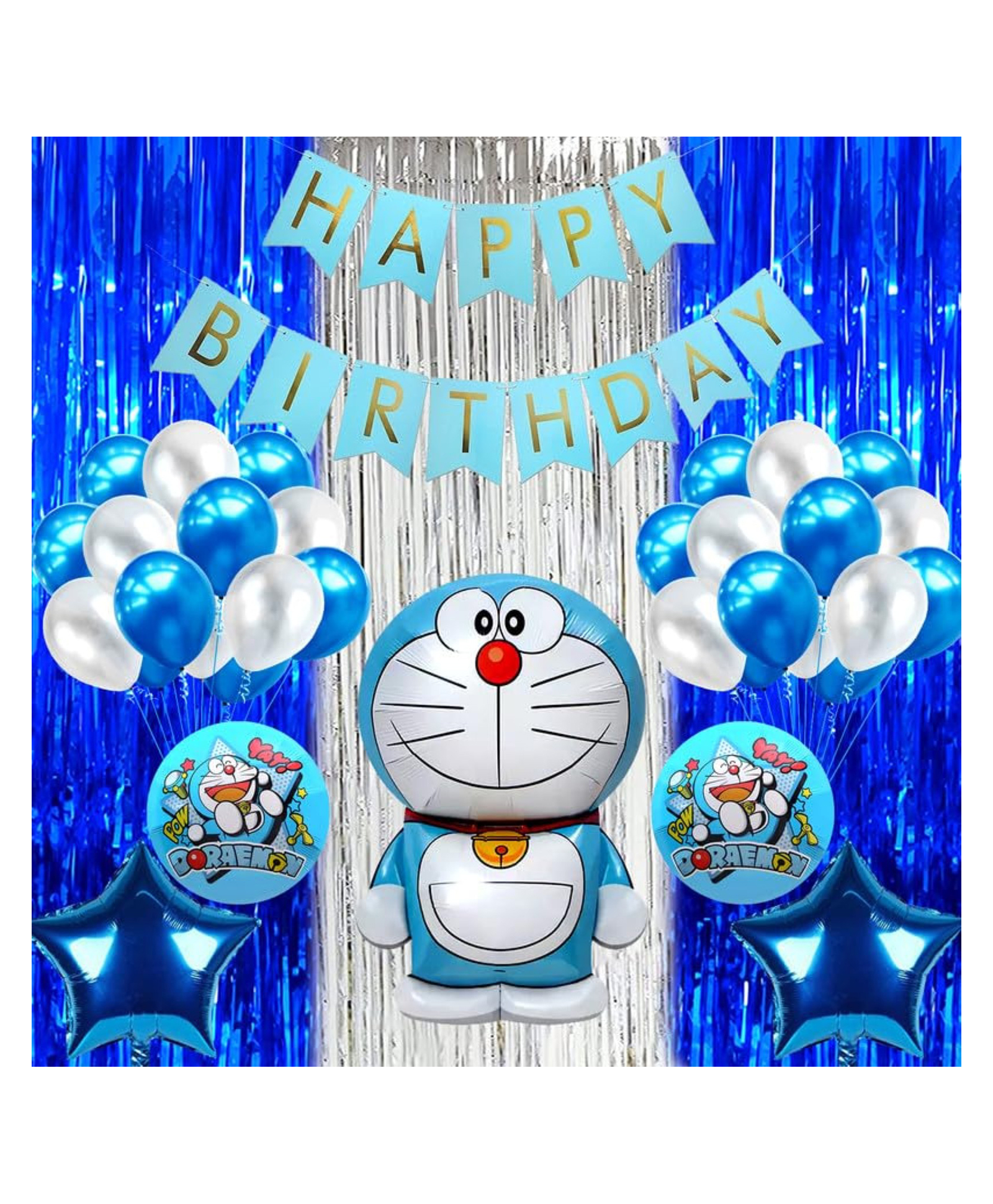 bubble trouble doraemon theme set foil balloon - pack of 39