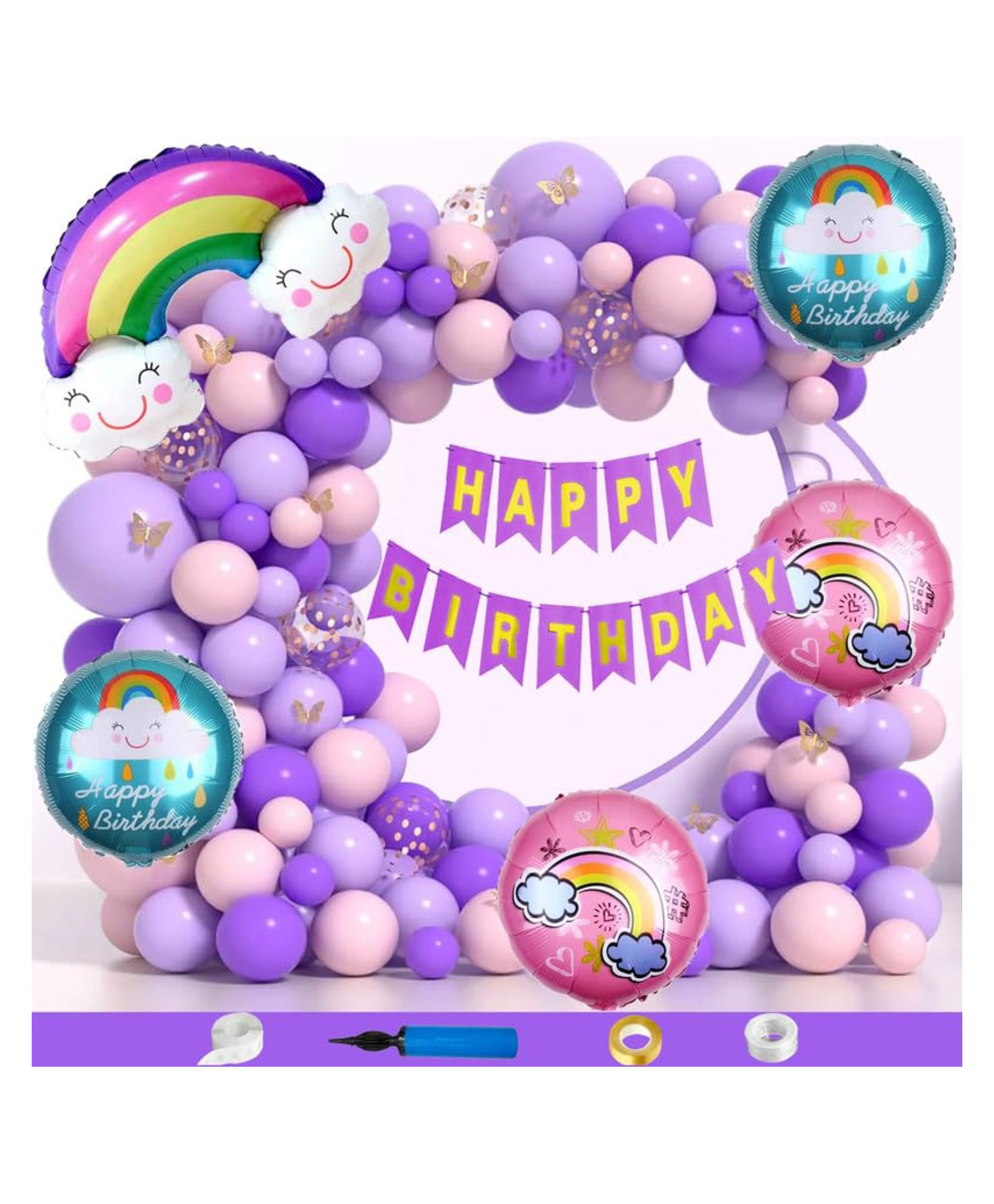 Bubble Trouble Rainbow Theme Set Foil Balloon - Pack of 90-image-47