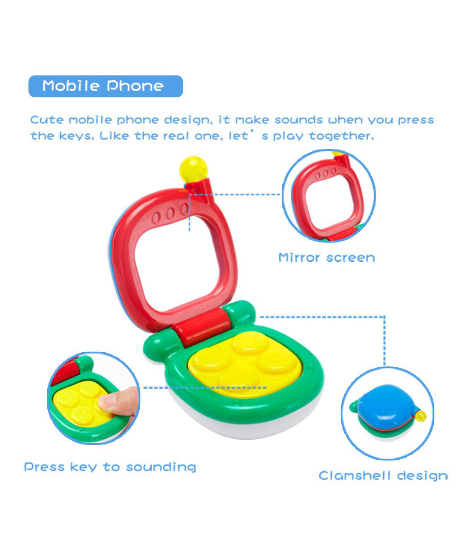 Azhari Baby Telephone Rattle Shaker with Mirror Toy for kids-image-20