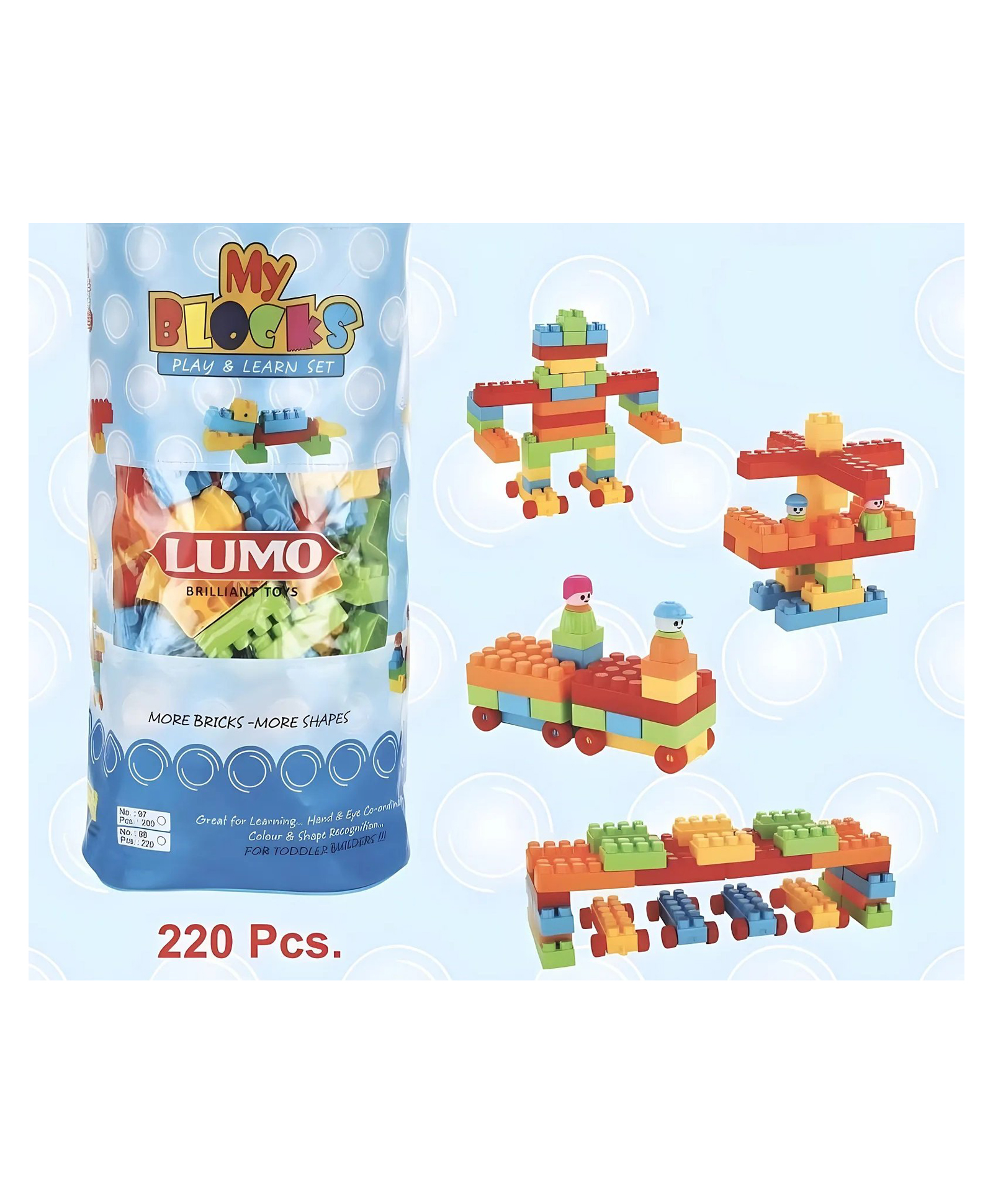 Azhari 220-Pieces Big Brics Building Blocks Set - Multicolor-image-9
