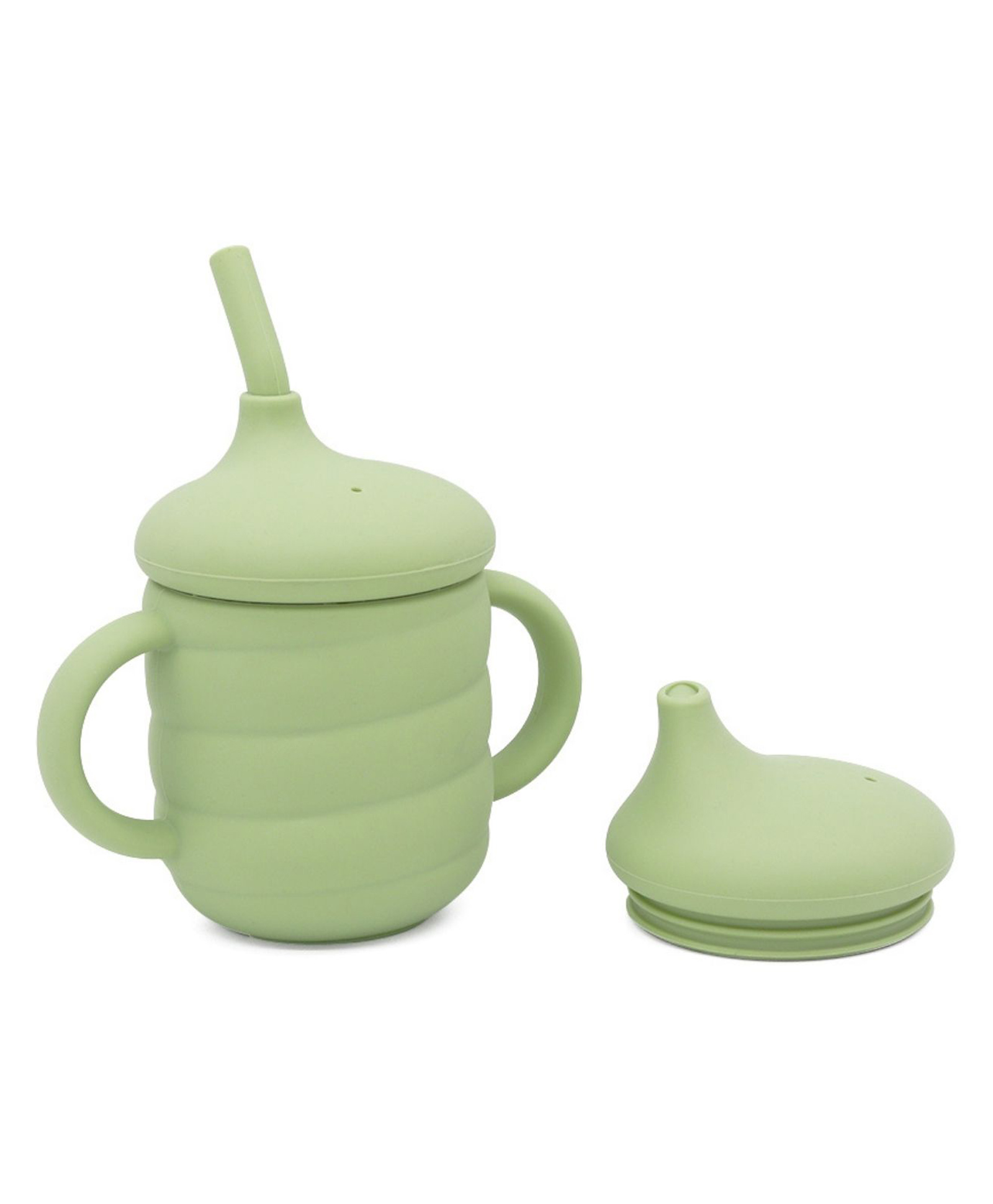 BabyStreet (Silicone Easy Grip Sippy Cup) (FDA Approved, Multifunctional Sippy and Straw Cup) (137 x 124 mm) - 182 g Olive-image-10