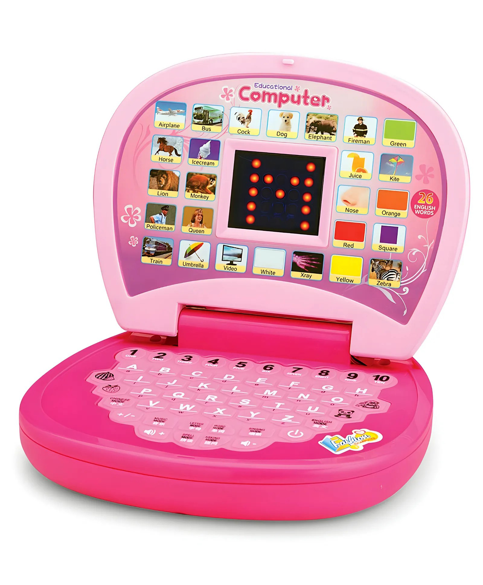 AKN TOYS Battery Operated Educational Learning Laptop Toy with LED Display and Music Effect Toddlers Pink Color, Power Source: 3xAA Battery (Not Included)- PACK OF 1-image-33