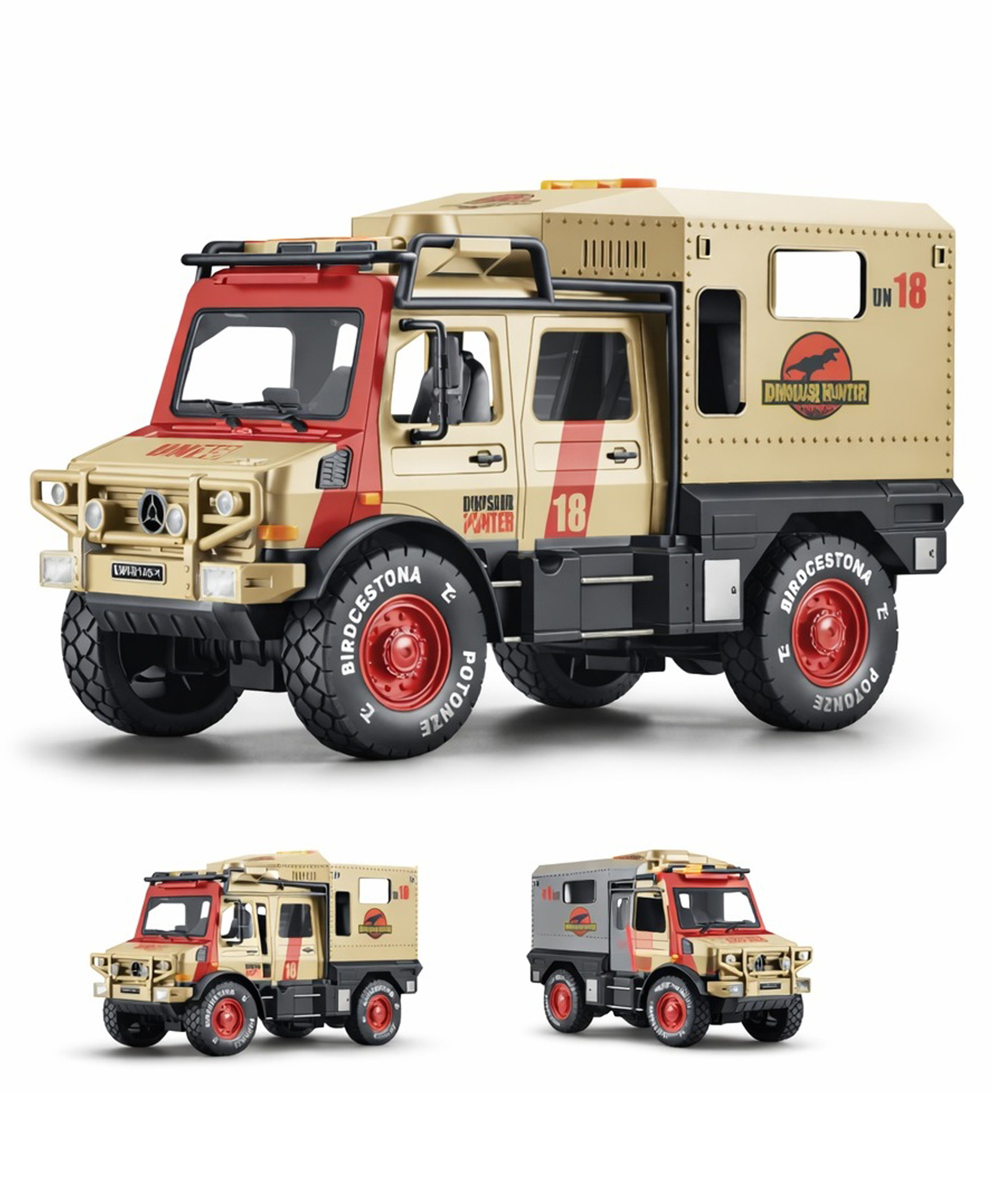 Sanjary Dinosaur World Adventure Rescue Truck Toy with Lights Sound, Openable Doors, Big Wheels, Kids Off Road Play Vehicle color design may vary-image-42