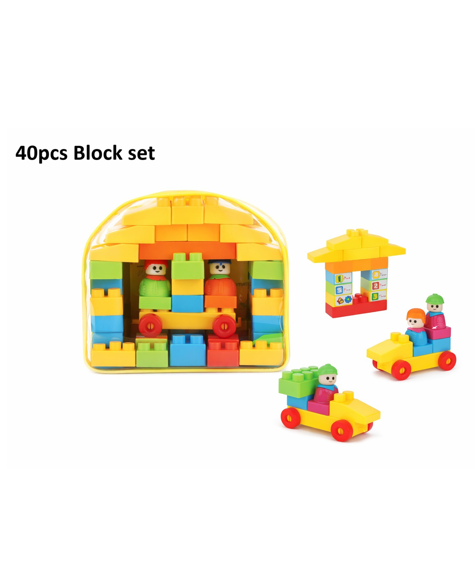 Sanjary 40 Piece Soft Building Blocks Set with Figures, Colorful Educational Construction Toy for Kids color design may vary-image-36