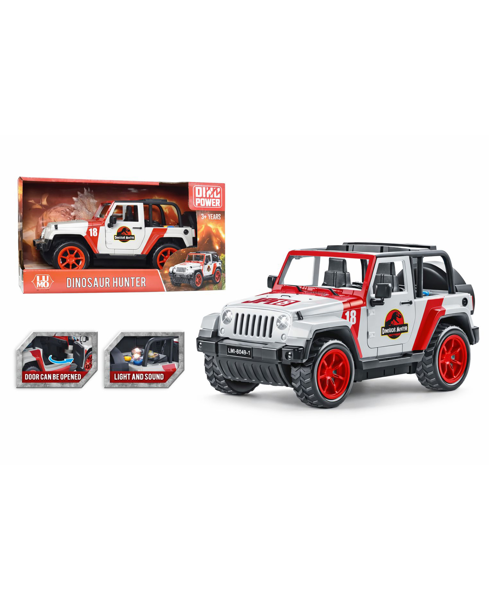SANJARY Dinosaur Hunter Adventure Jeep Toy with Lights Sound Opening Doors, Big Wheels Off Road Vehicle for Kids Color Design May Vary-image-21