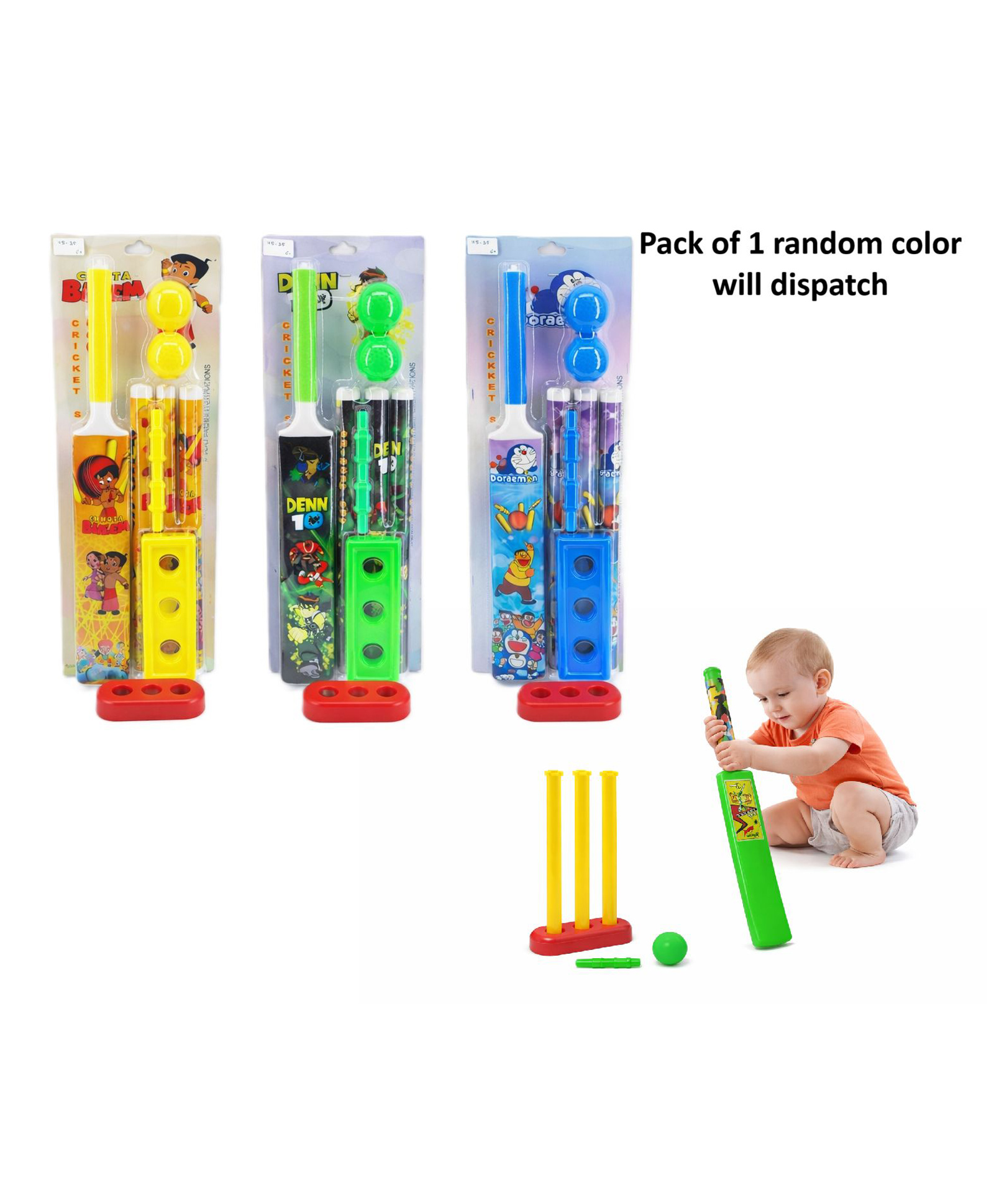 SANJARY Kids Mini Cricket Bat and Ball Set with Cartoon Design, Plastic Indoor Outdoor Sports Toy for Boys Girls Play Fun Color Design May Vary-image-38