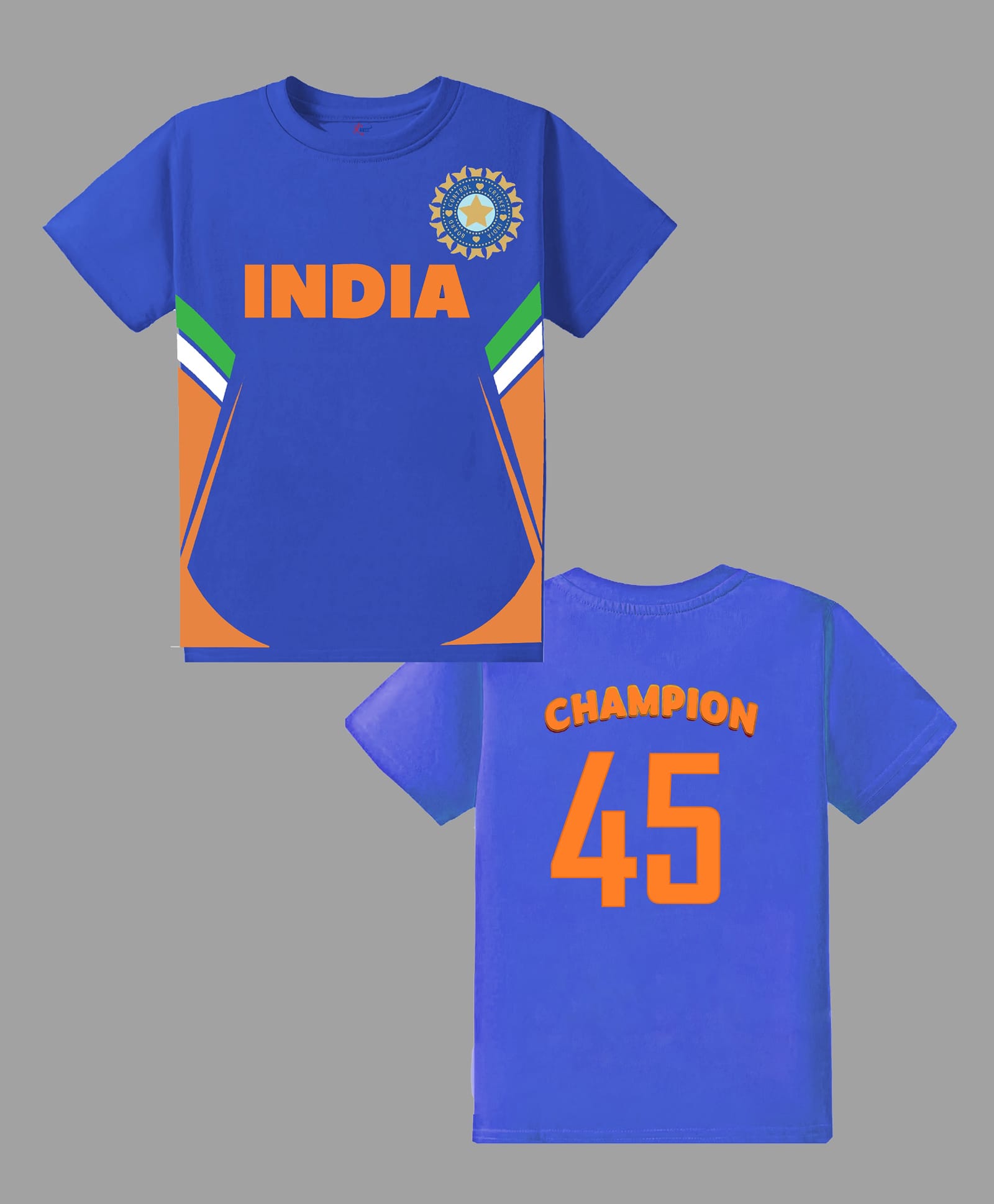 KAVEE Pure Cotton Half Sleeves India 45 Text Printed Tee - Royal Blue-picture-30
