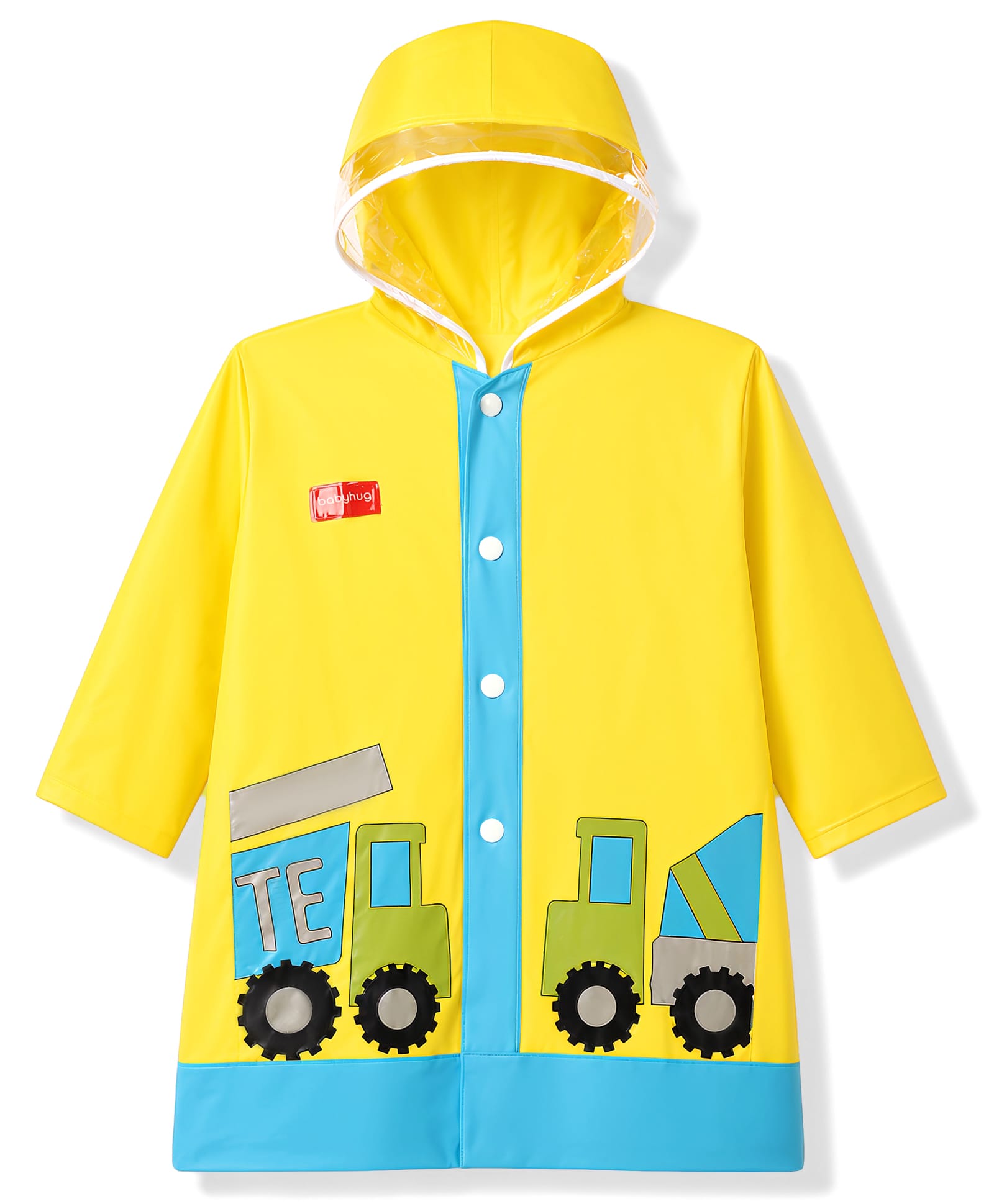 Babyhug Full Sleeves Raincoat with Truck Print - Yellow-image-11