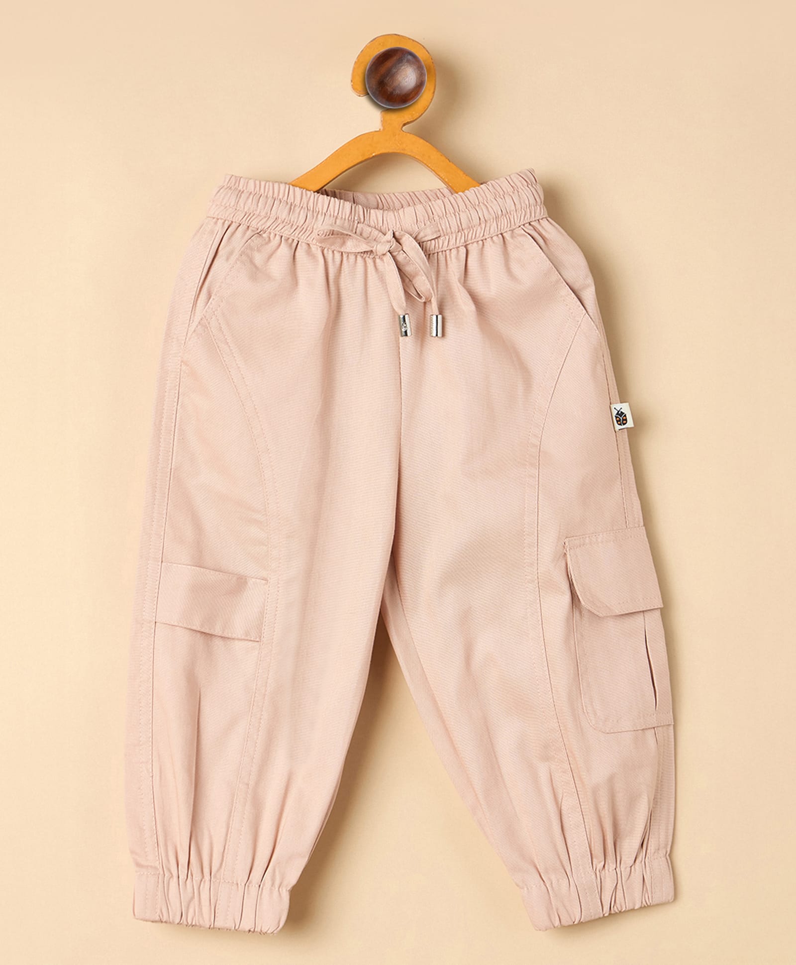 StyloBug Cotton Woven Solid Cargo Pants - Peach-picture-21