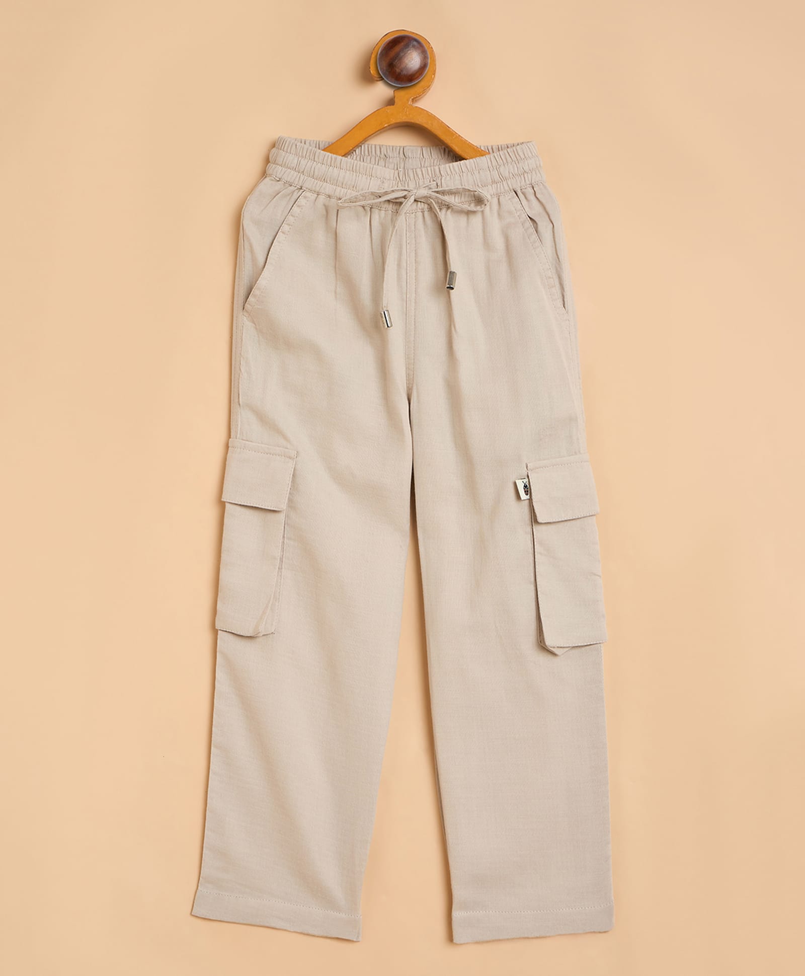 StyloBug Linen Woven Solid Cargo Pants - Cream-image-44