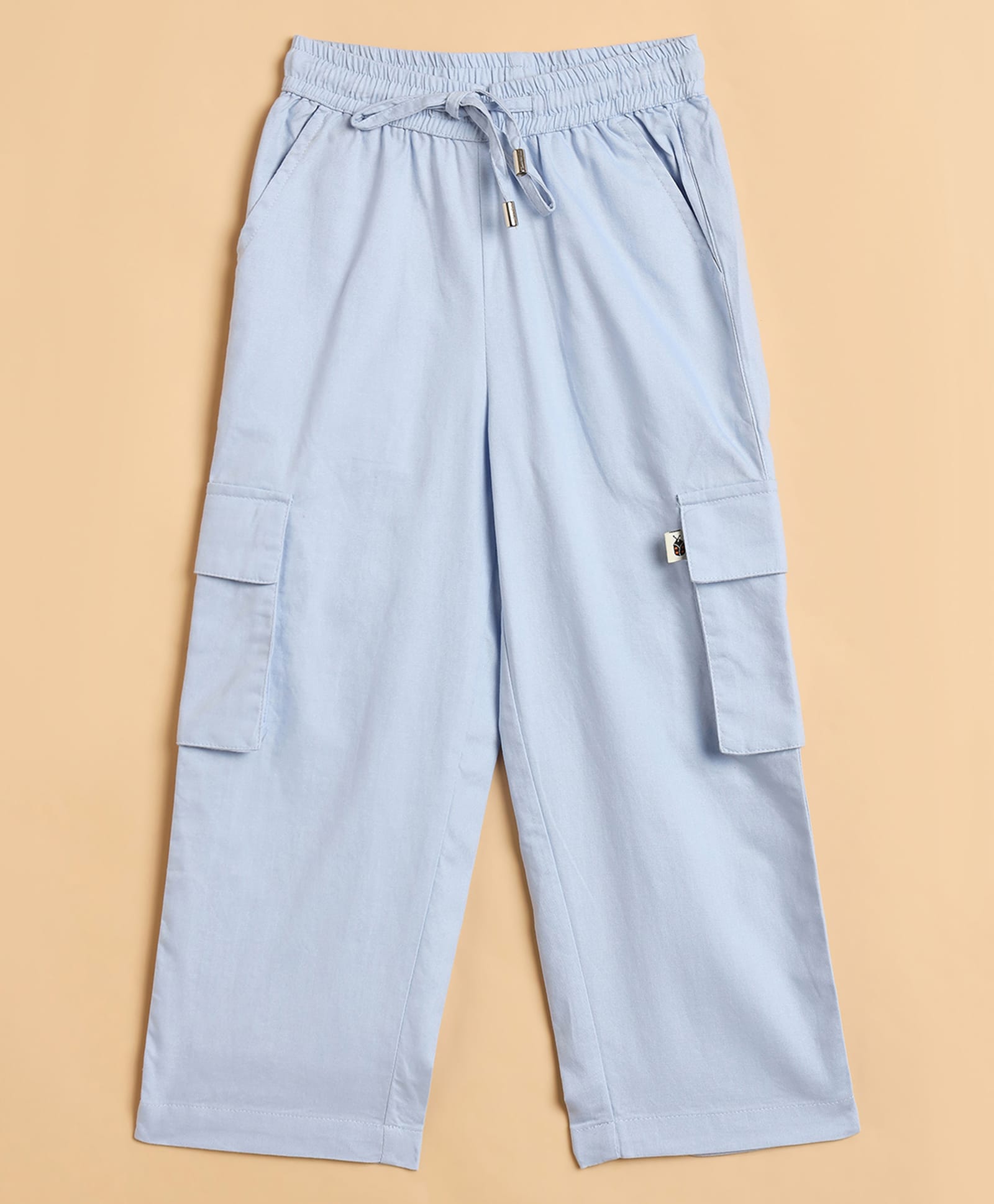 StyloBug Linen Woven Solid Cargo Pants - Blue-picture-27
