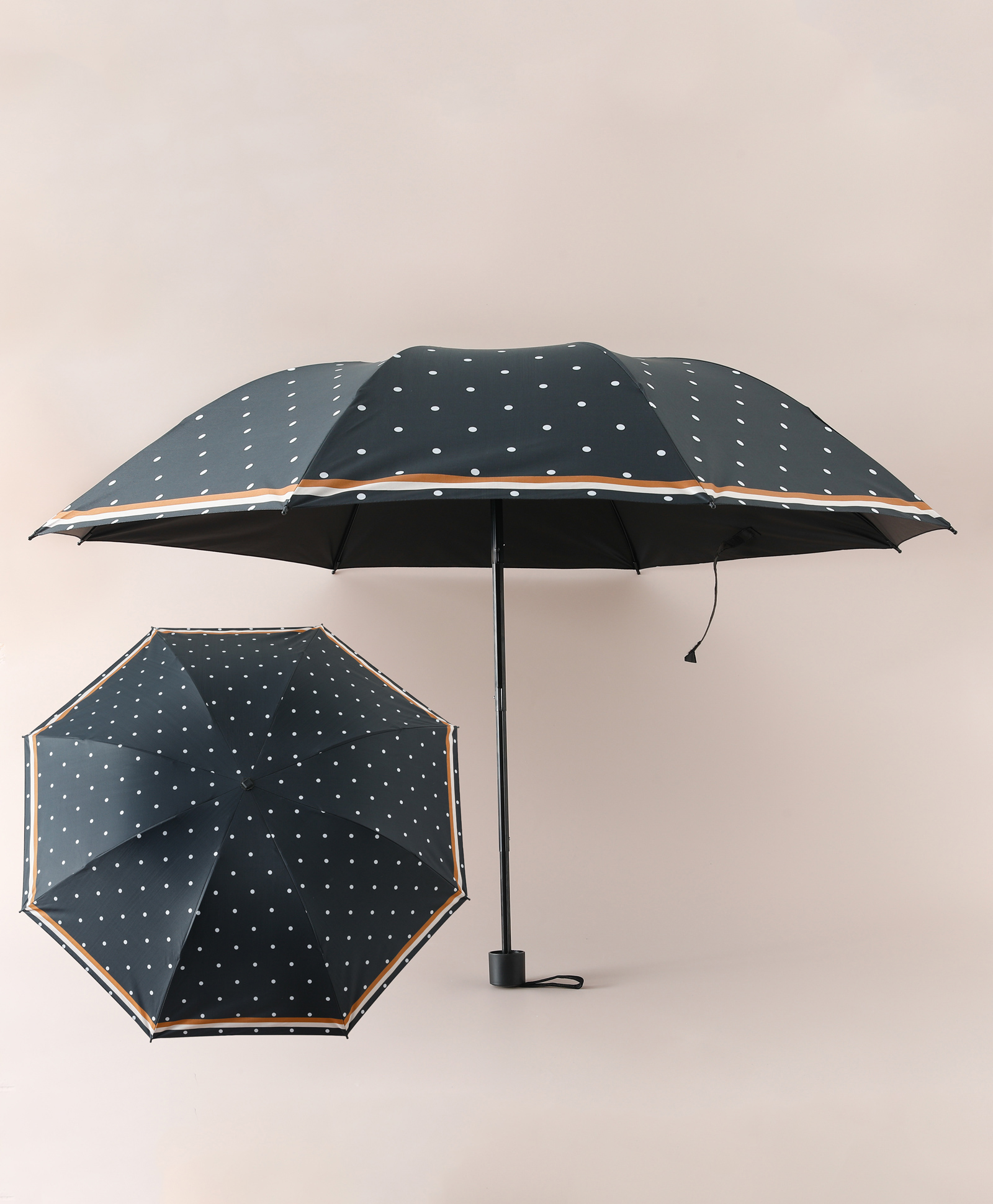 Pine Kids Free Size Umbrella with Polka Dot Print - Black-picture-24